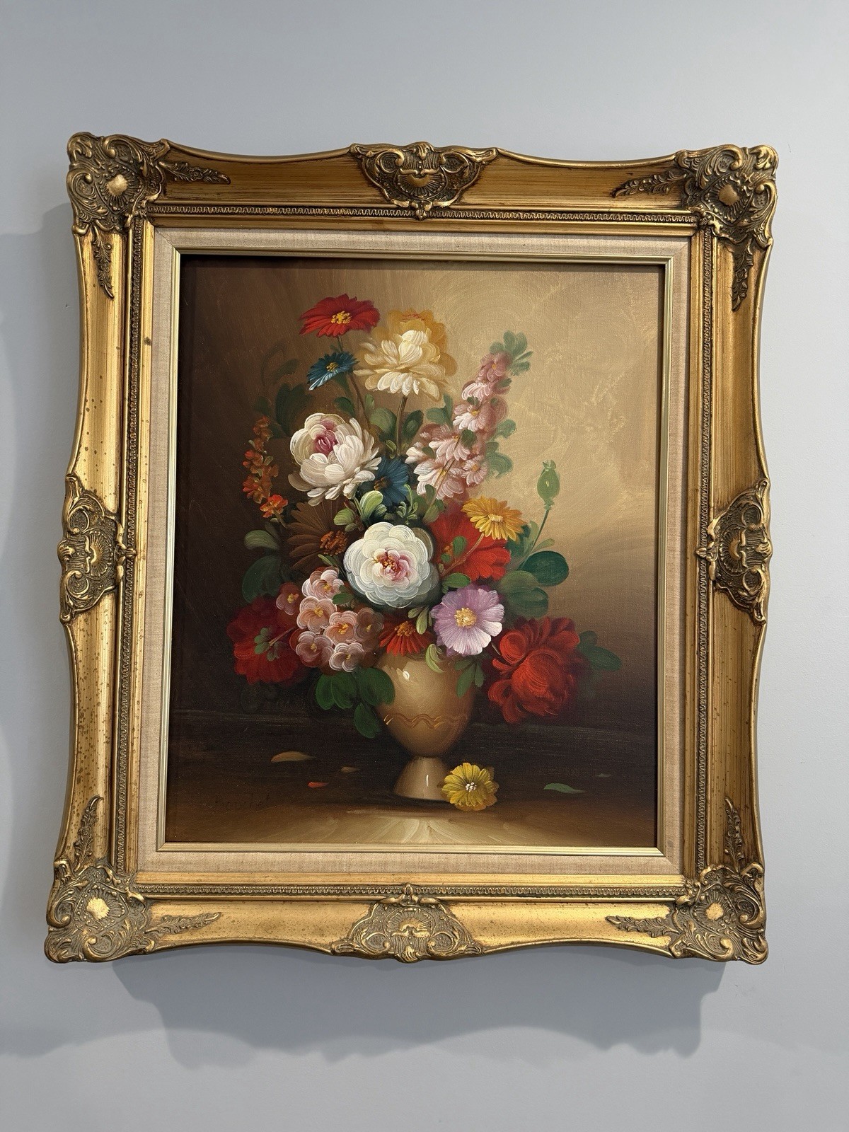Vintage Floral Oil Painting in Ornate Gold Frame- Reasonable Offers Accepted.