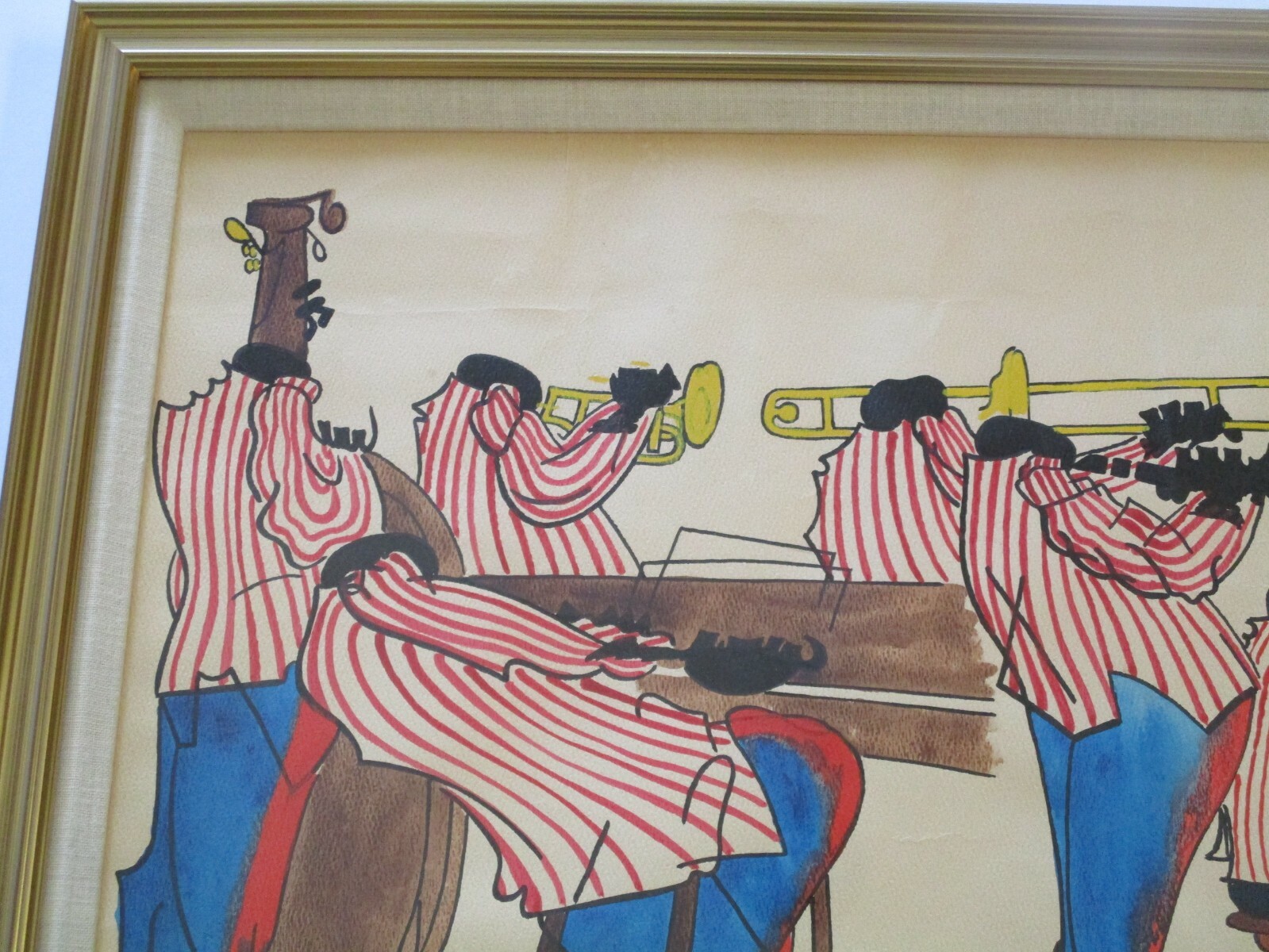 WILLIAM SORROW VINTAGE BLACK AMERICANA PAINTING MUSICIAN JAZZ BAND NEW ORLEANS