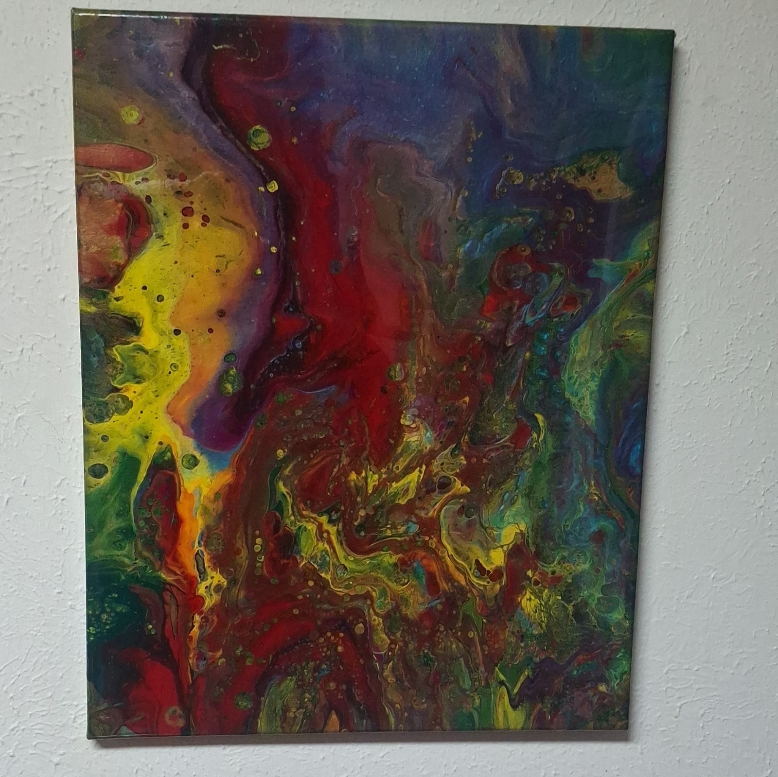 Abstract Multi-Color Fluid Art coping covid pours Canvas Painting