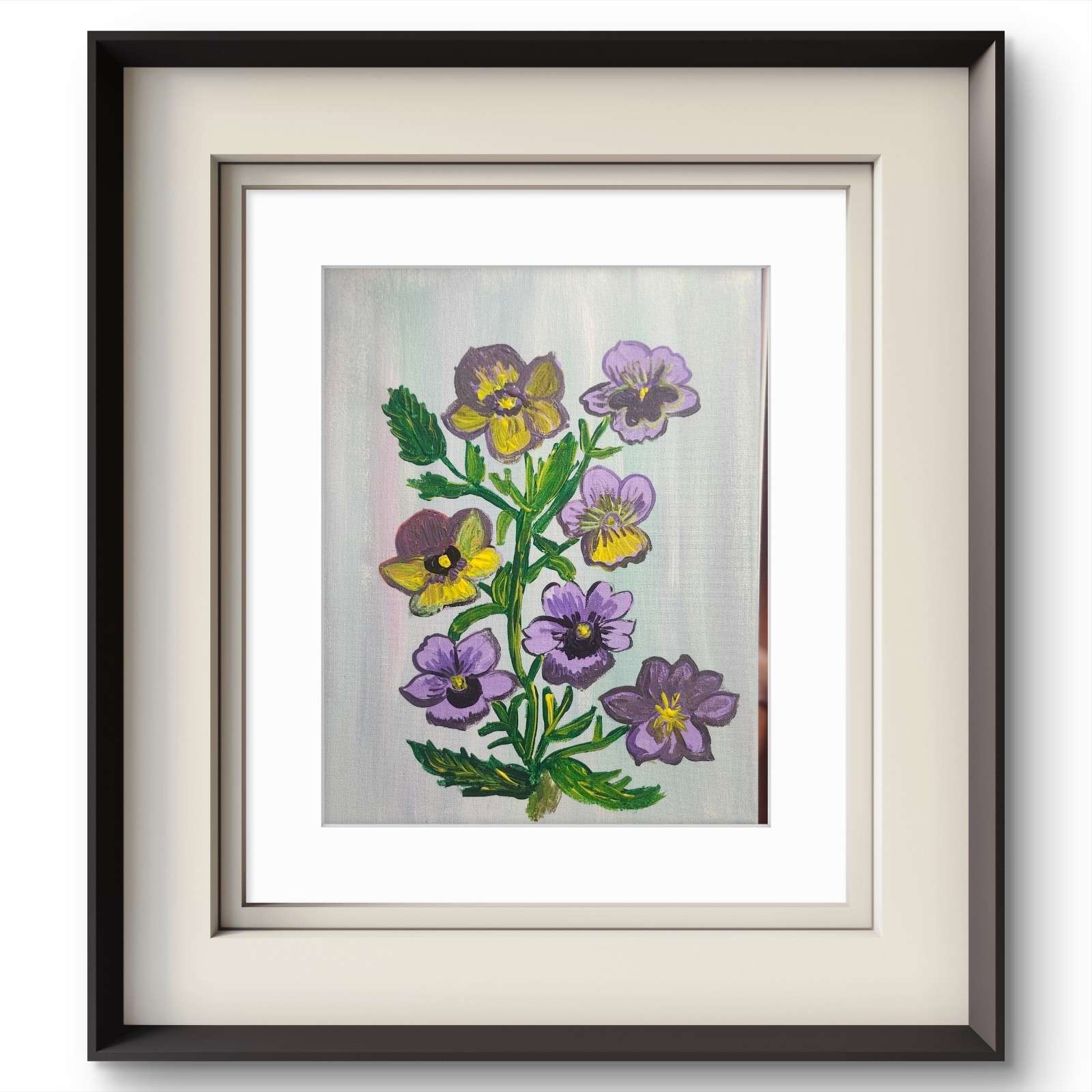 Pansy Flowers Original Painting 11×14 Acrylic Canvas Botanical Art