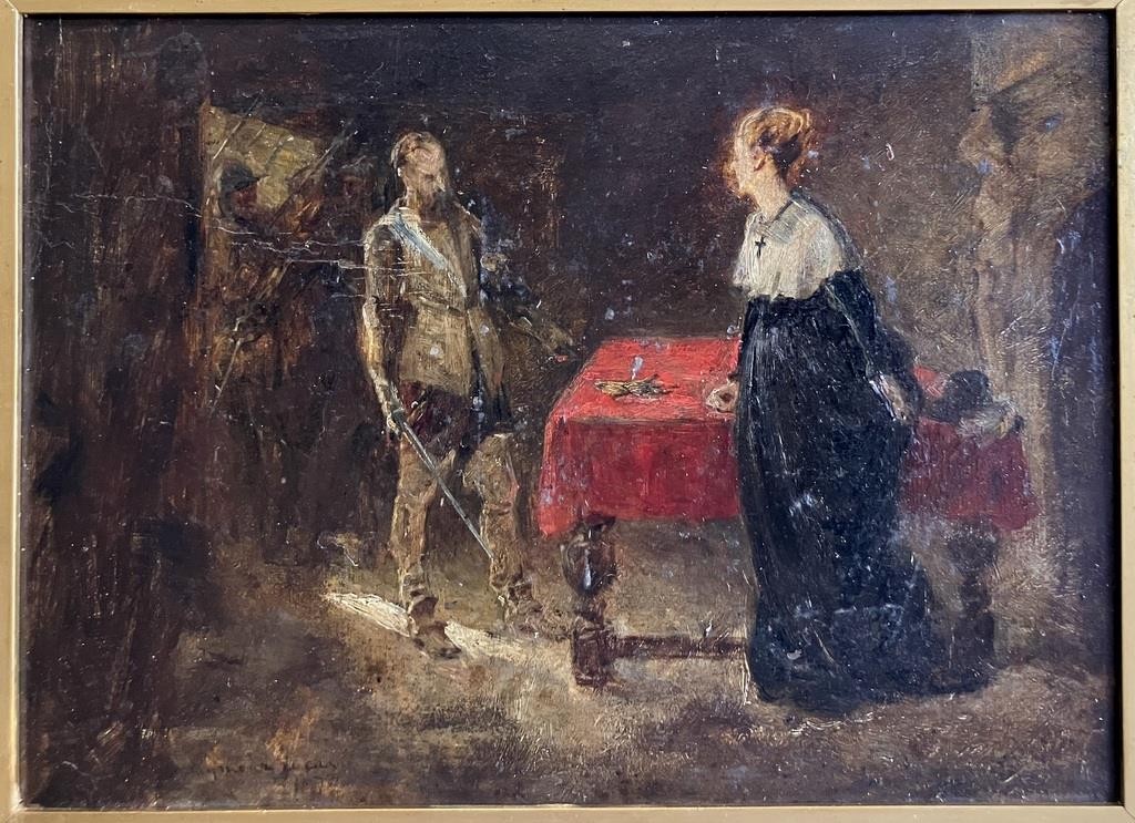 ANTIQUE OIL PAINTING John Seymour LUCAS (1849-1923) The Confrontation To $36,500
