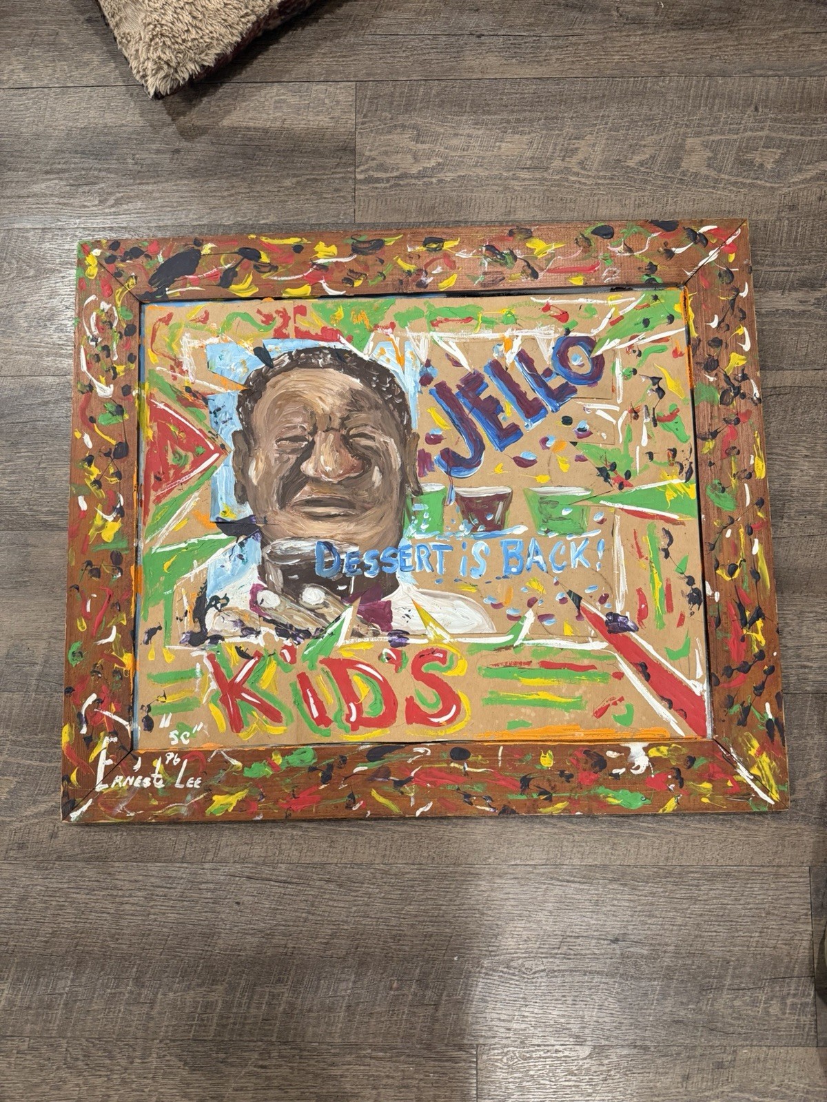 Ernest Lee 1996 Jell-o Original Art Work on Board Signed Folk Art Medium