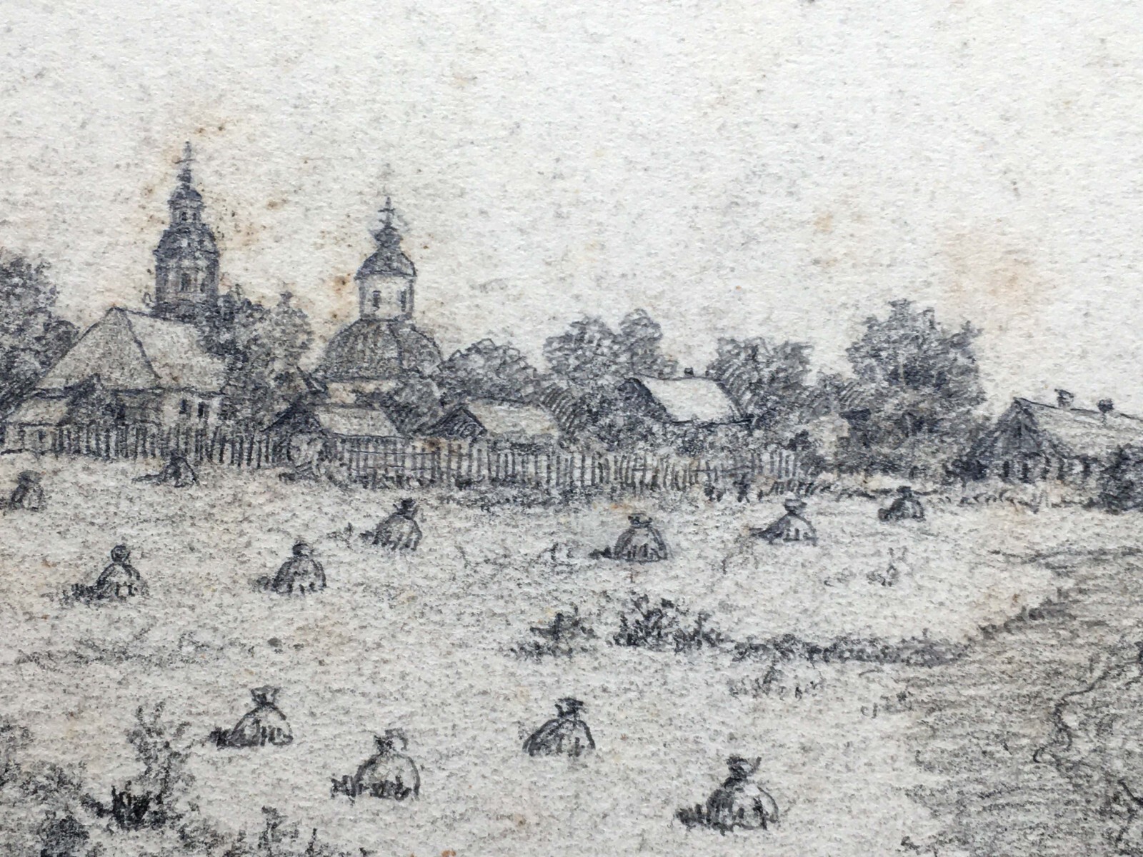 Pencil Painting Unframed The Village of Synkov Lednev D Original Painting n822