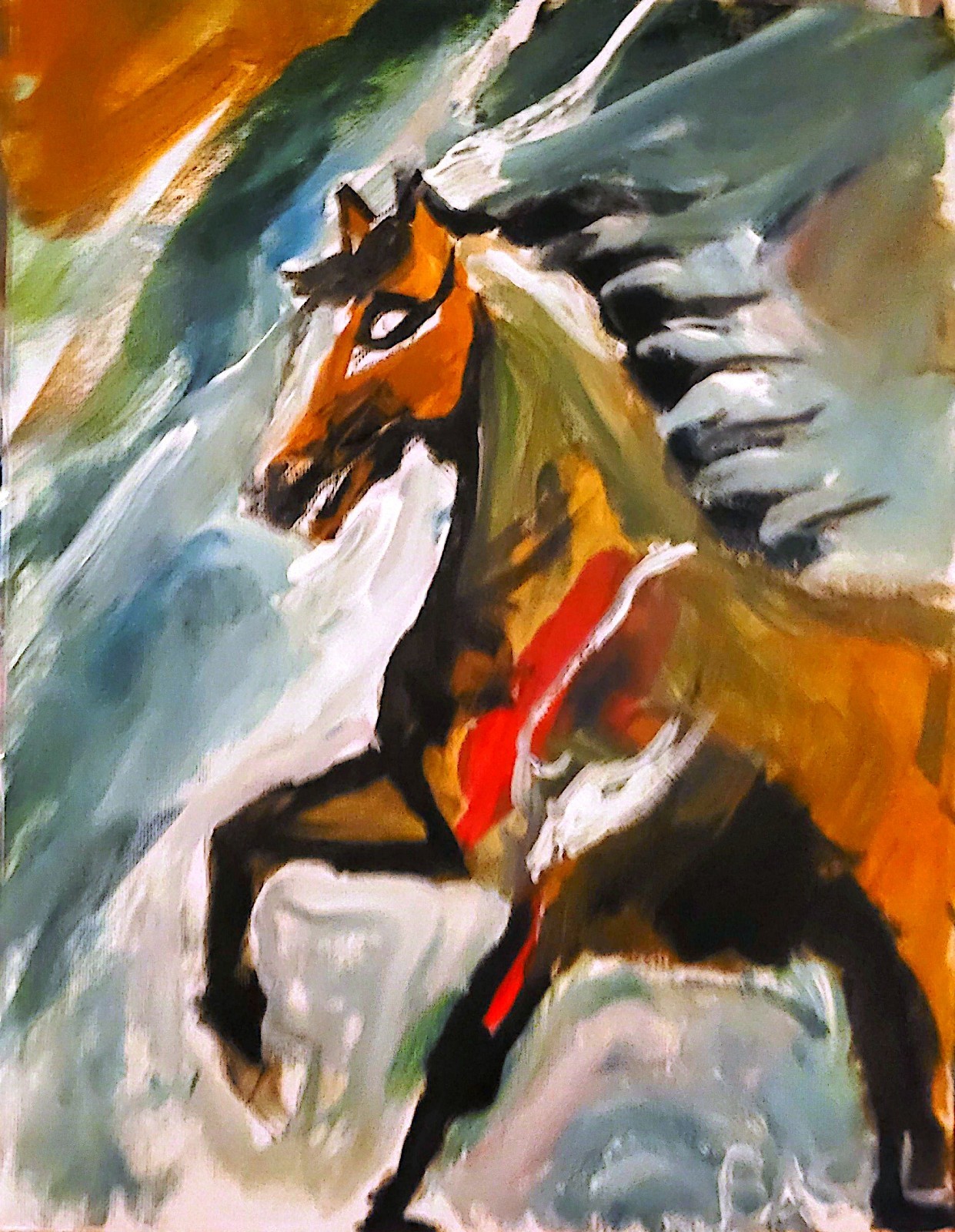 Horse Unique Abstract Expressionism Wall Art Canvas Board 11×14