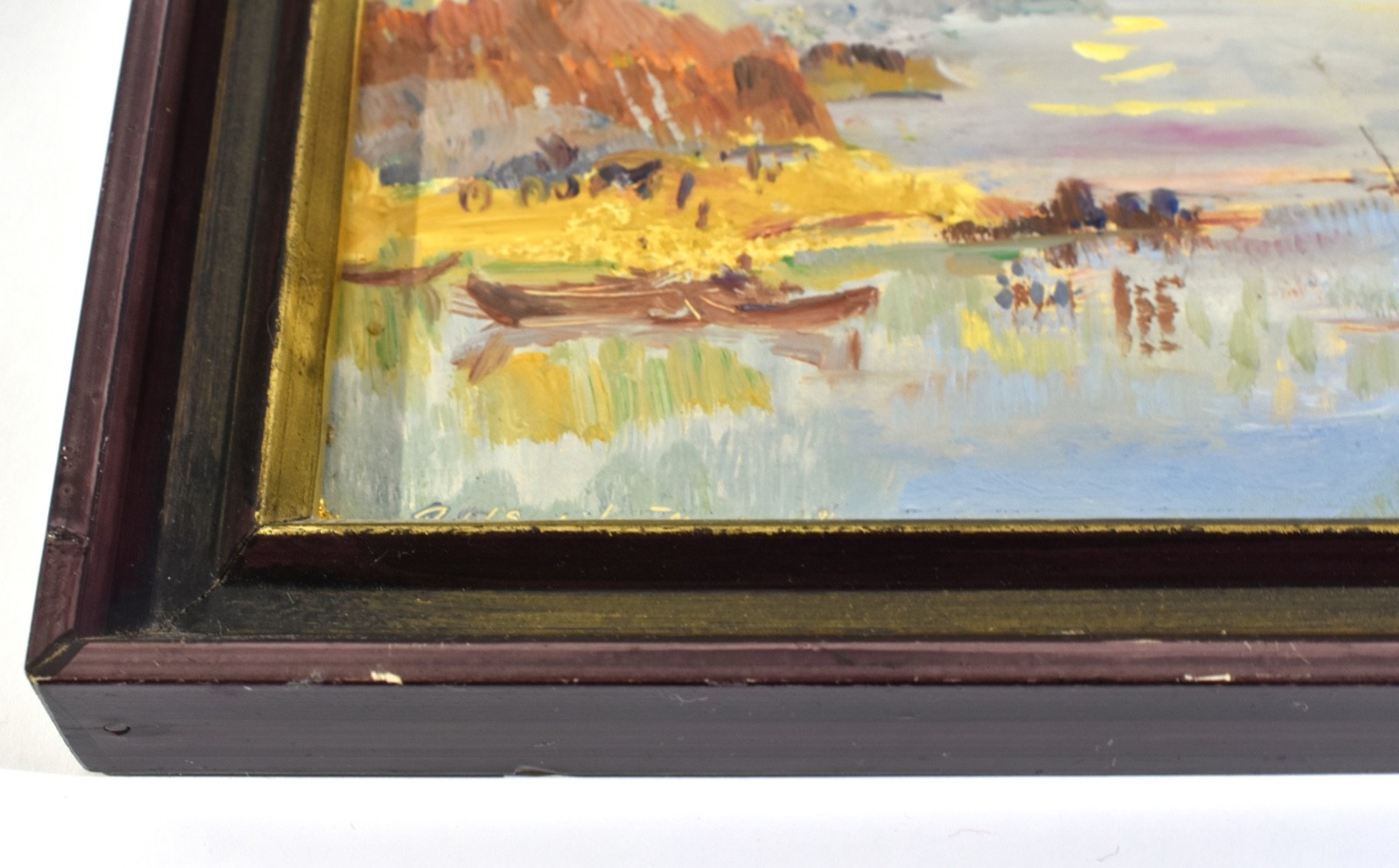 Original Dagmar Glaser Lauermann Small Oil Painting Blick auf Stralsund 1984