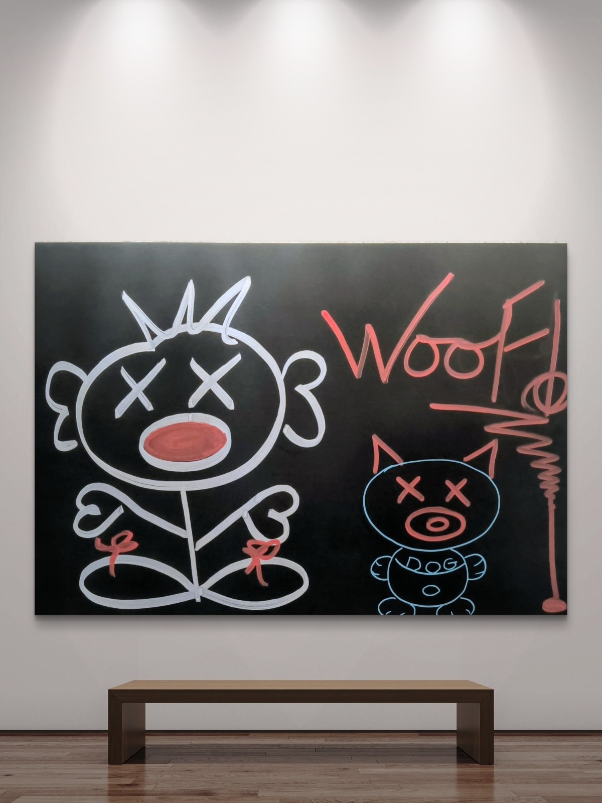 Trey Coppland, WooF!…! Abstract Pop Art Dog Painting, Large, OOAK, Unframed