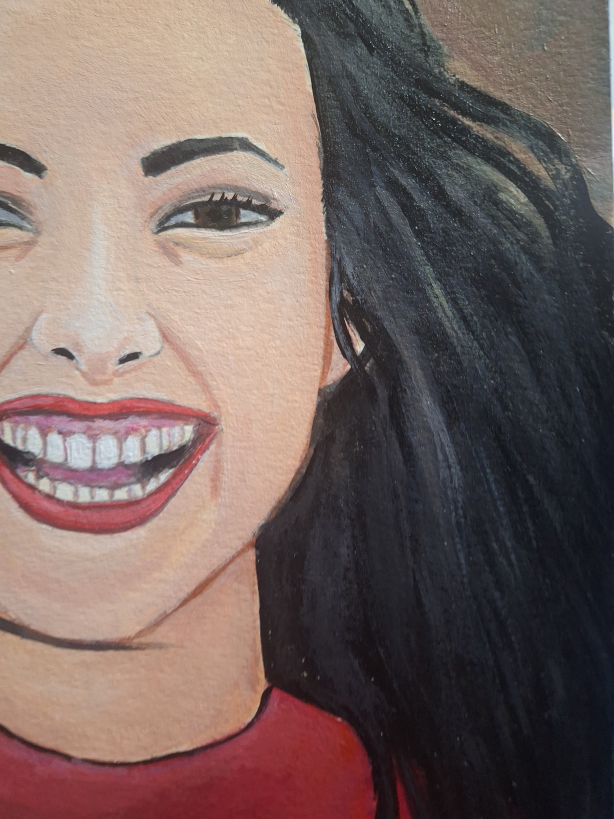 Contemporary Smiling Woman Acrylics 9×12 Canvas Paper