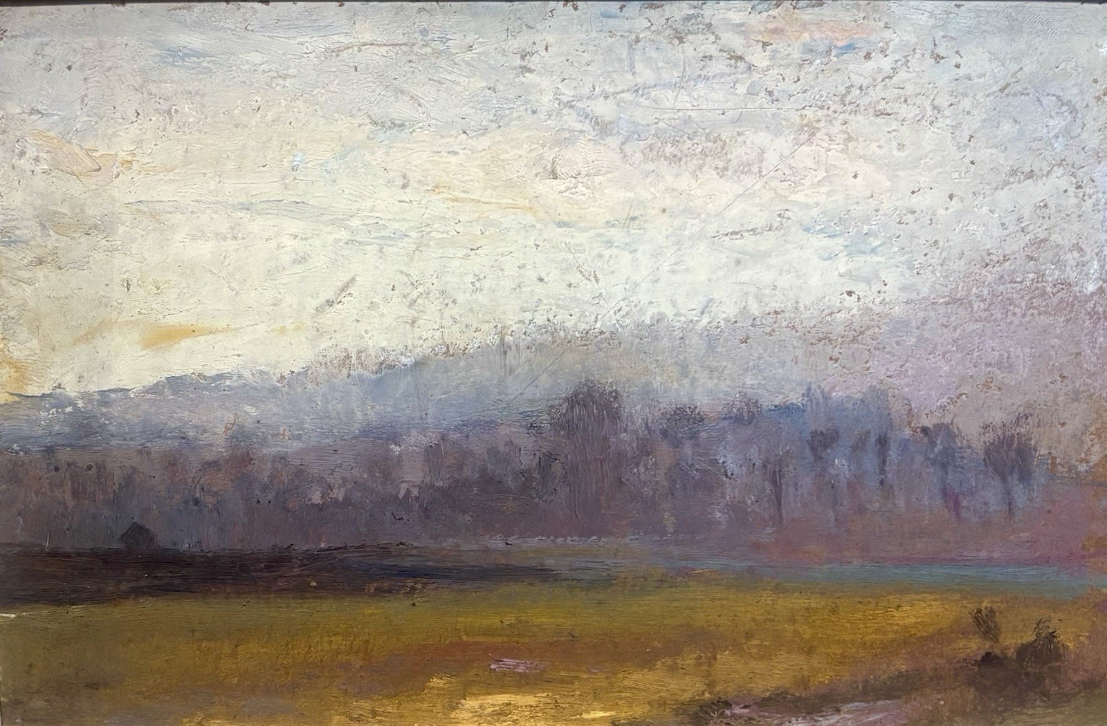 Atmospheric Antique American School Tonalist Landscape Painting Early 20th c
