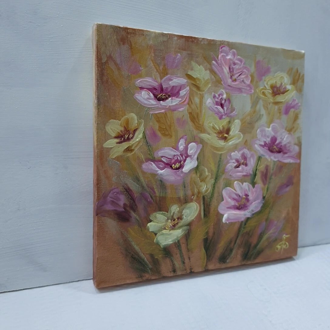 Original Flowers Hand Painted Artwork Home Decor Gift Wall Art Ukrainian Artist