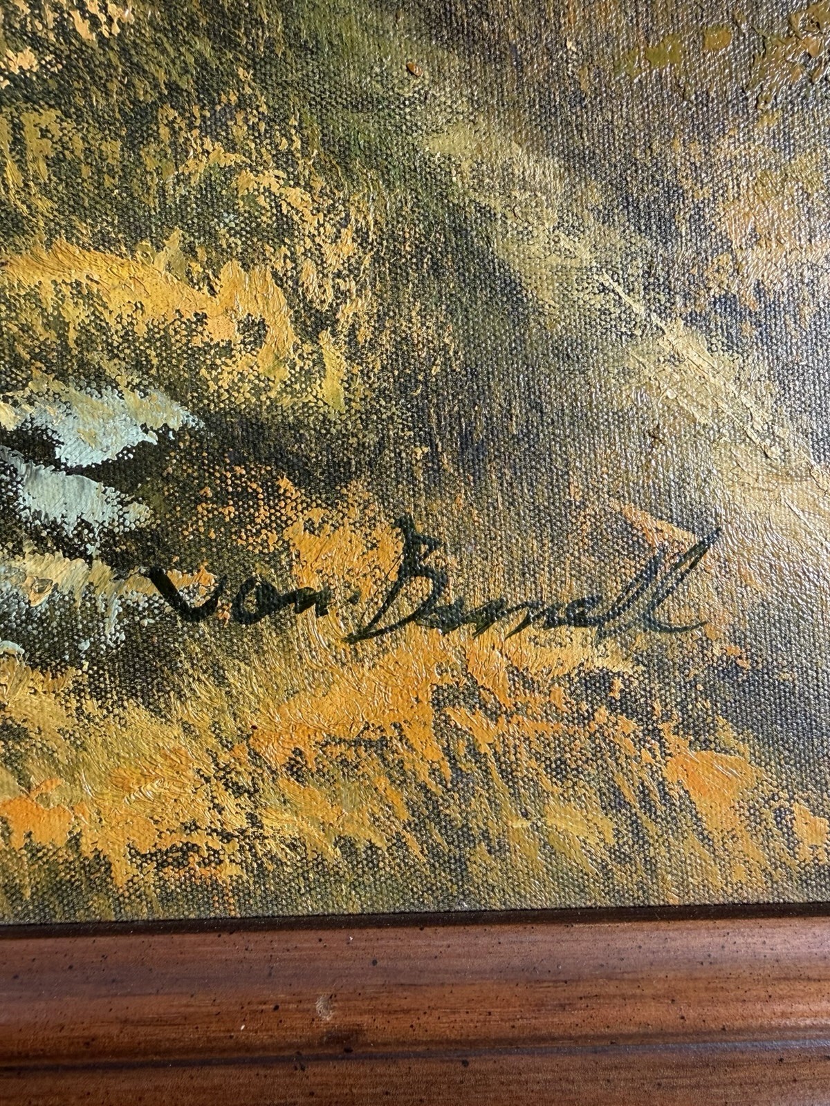 Beautiful Vintage Original Oil Painting On Canvas, Lake & Mountains 29×41 Signed