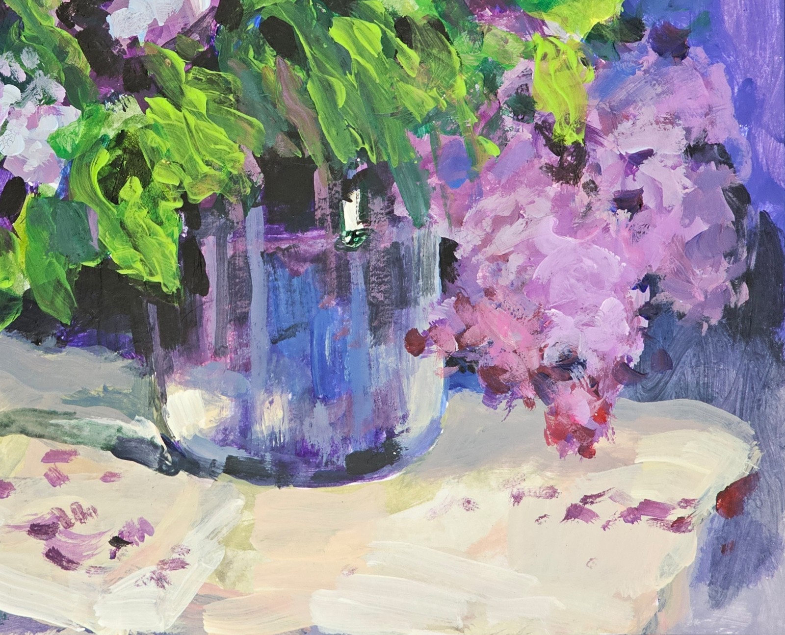 Oil painting Lilac Bouquet Ukrainian painter canvas Unframed original still life