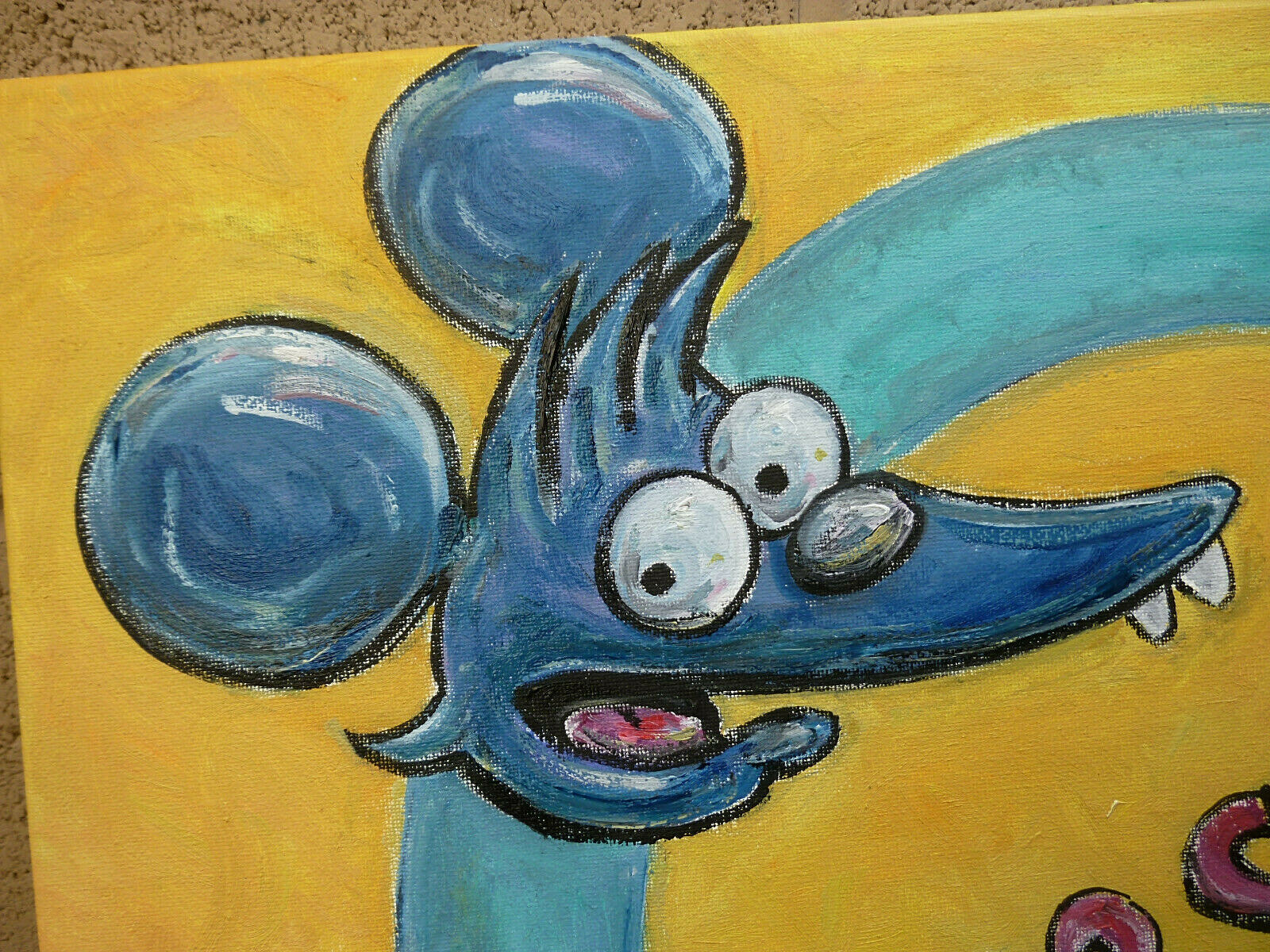 ITCHY & SCRATCHY Simpsons NEW original 16×20 canvas oil painting signed Crowell