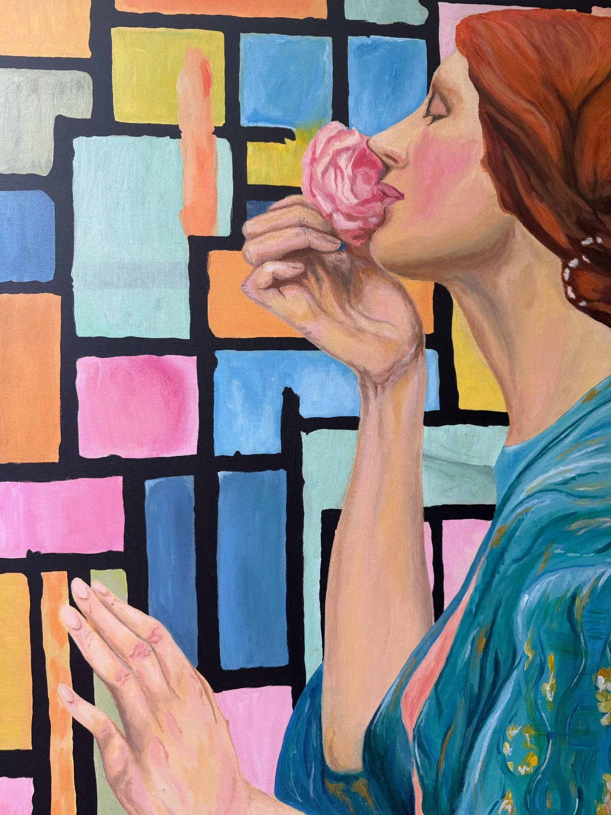 Large Acrylic Canvas Multicolor Portrait Painting Mashup Art Original 36x36in