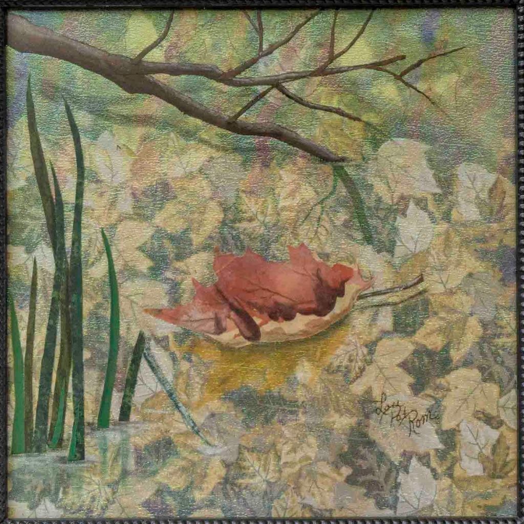 Autumn Leaf Multi Media Painting Fabric Collage