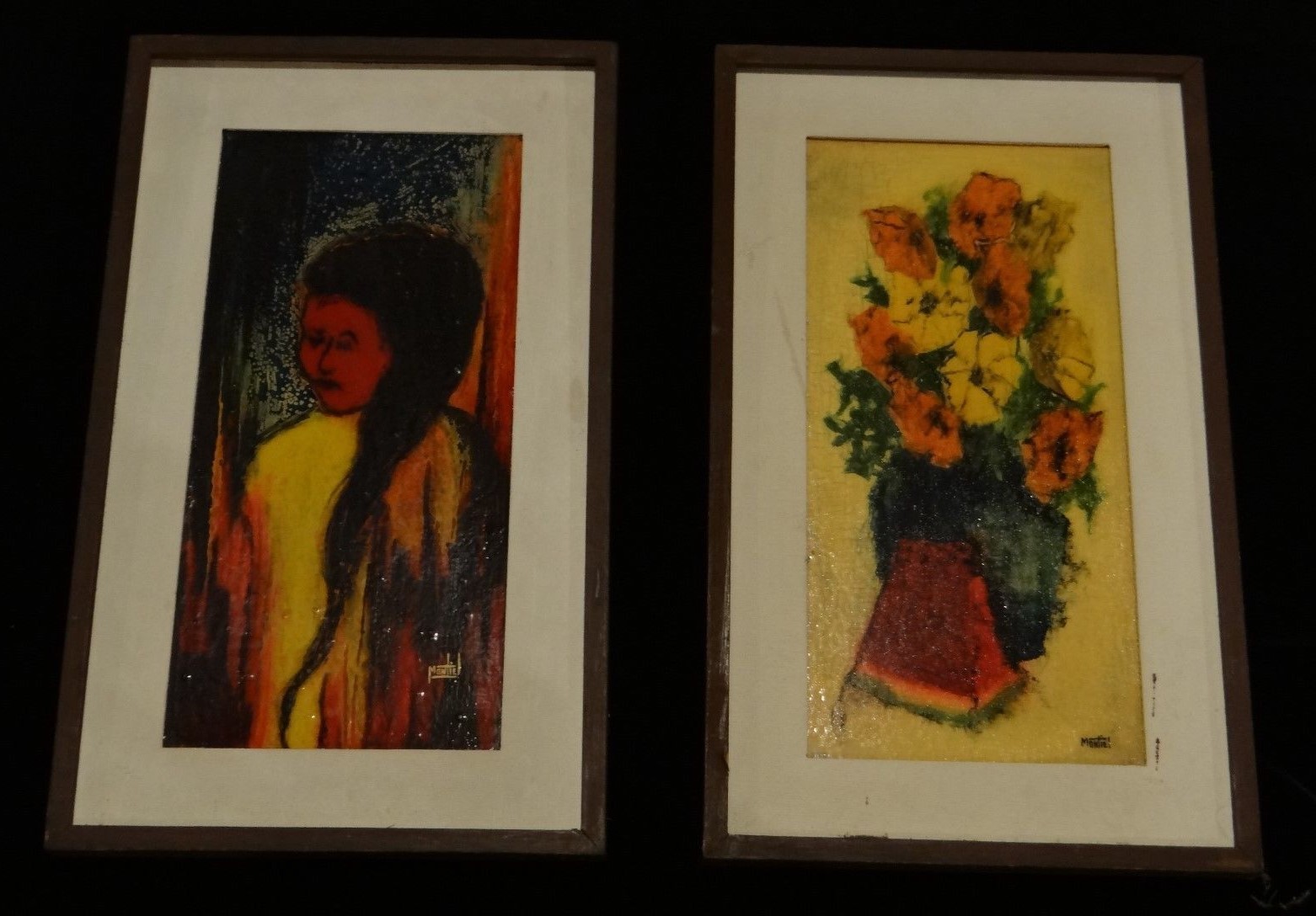 2 Oil Paintings ANDRES MONTIEL Argentina Flowers Portrait Doyle New York LISTED