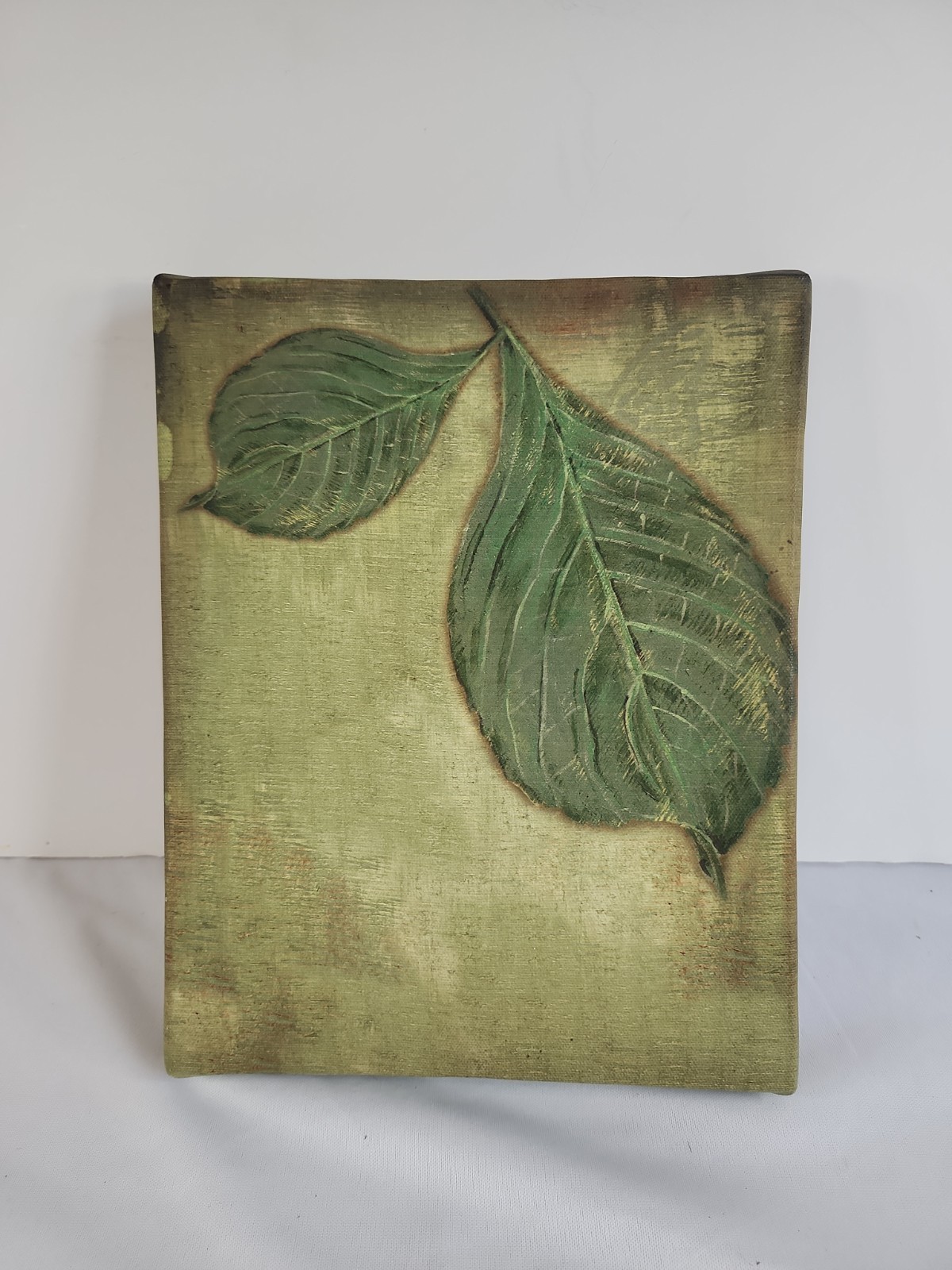 Modern Minimalist Green Leaves Painting – Original 3D Textured Canvas Art