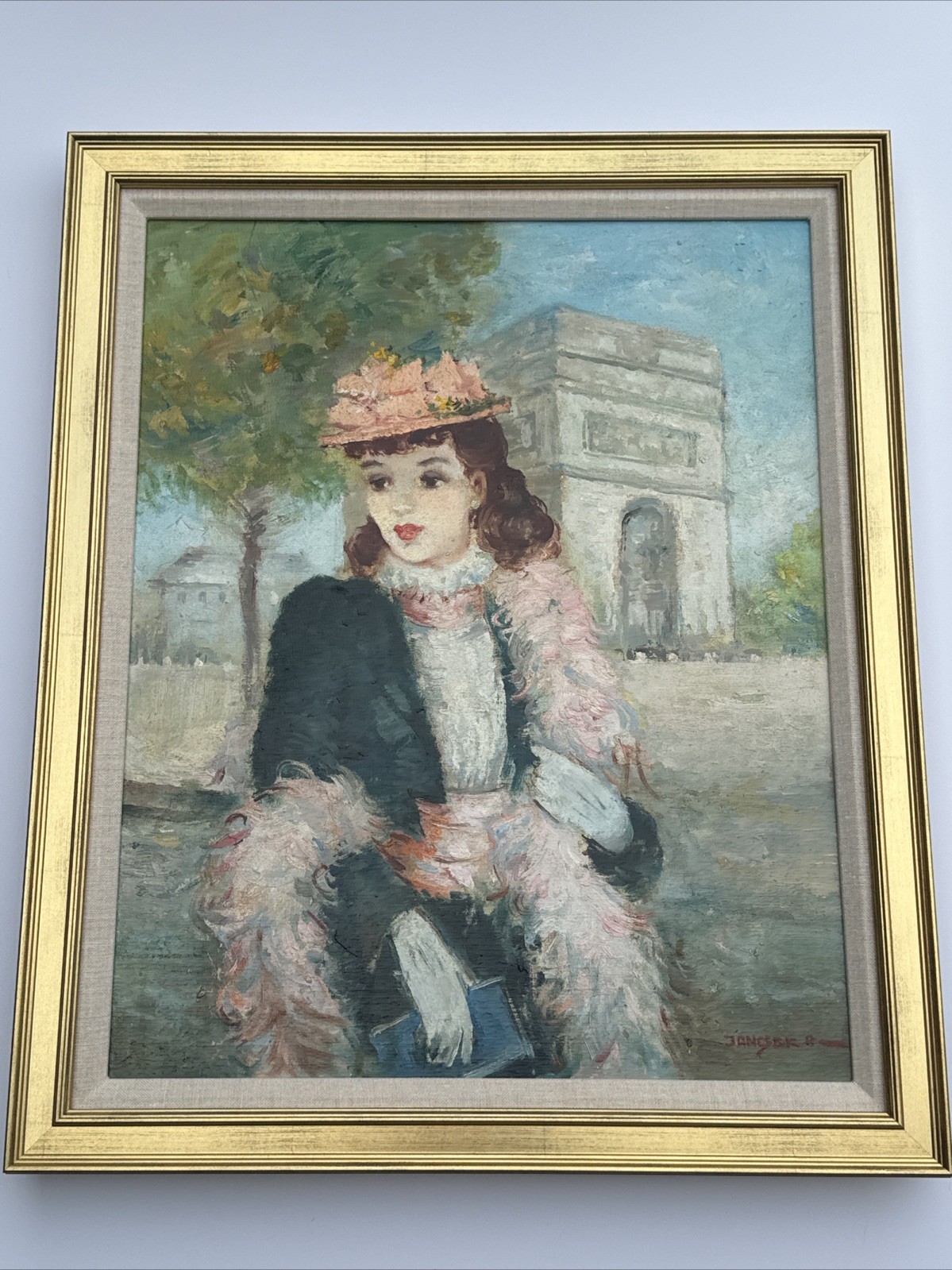 MID CENTURY PAINTING PORTRAIT PRETTY WOMAN WOMEN FEMALE MODEL LISTED FAMOUS 20”