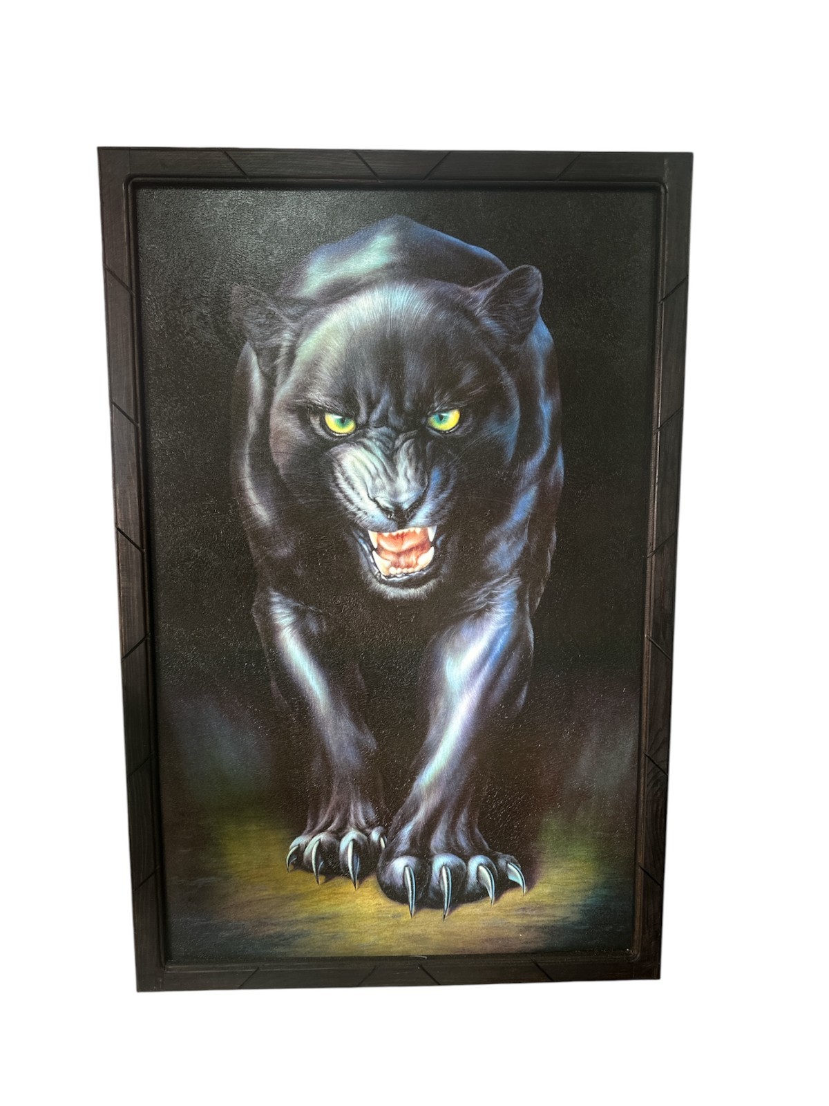 LARGE FRAMED PRINT, 24″ x 36″, wood frame, Black Panther , new