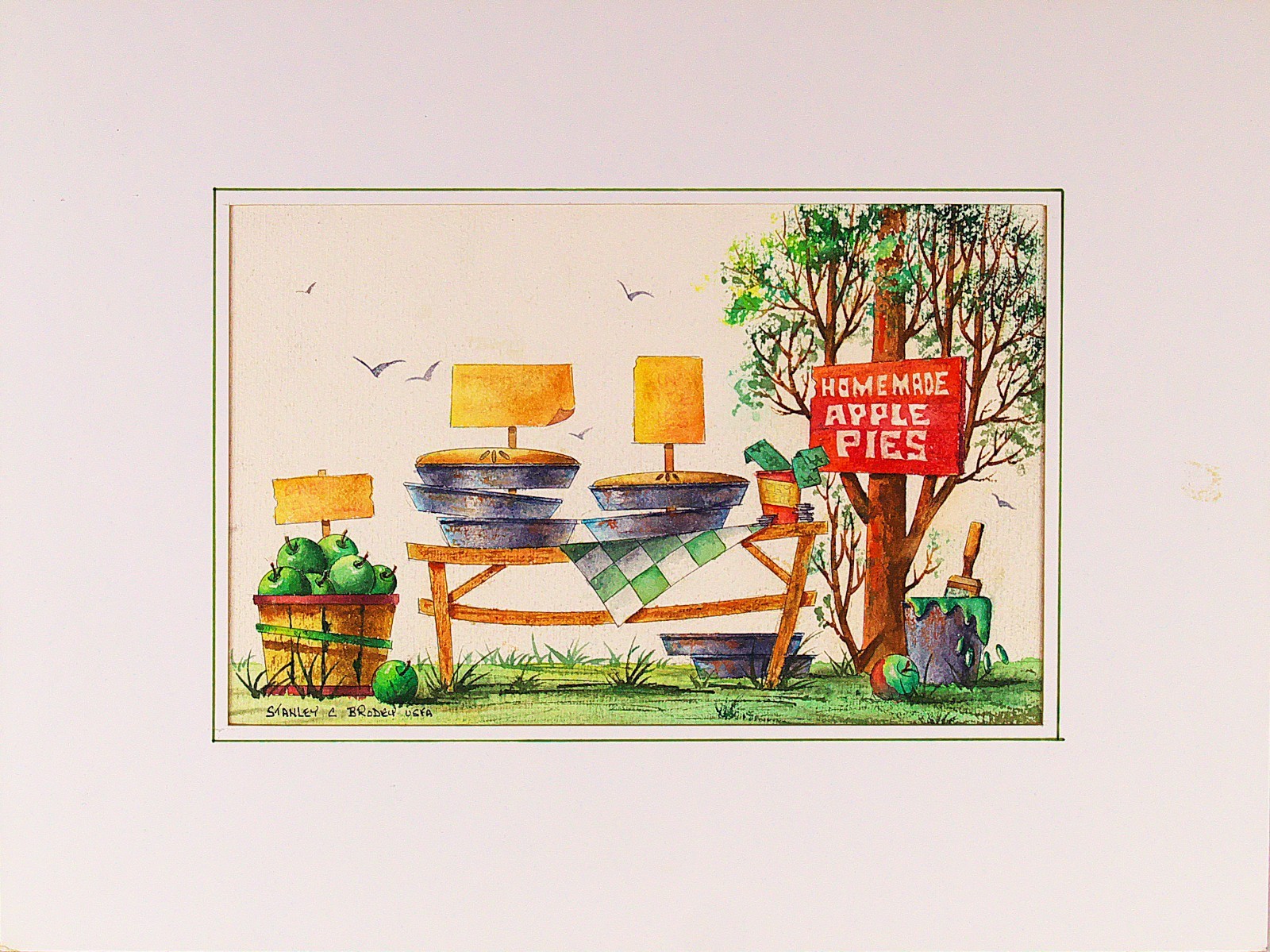 Stanley Brodey ( American,1920-2001) Original Watercolor Mixed Media Painting