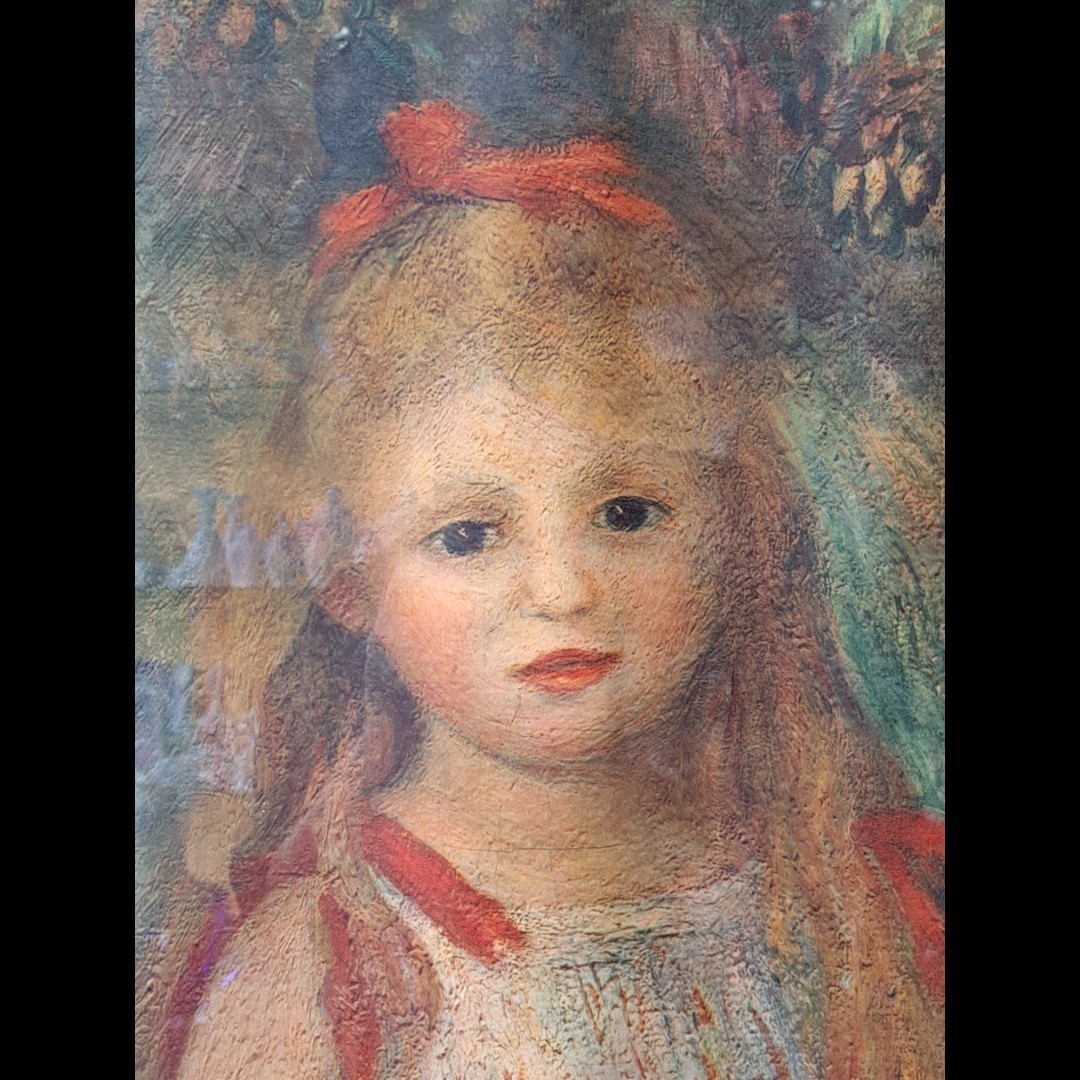 Girl with Flowers, by Pierre-Auguste Renoir, oil on canvas old Print