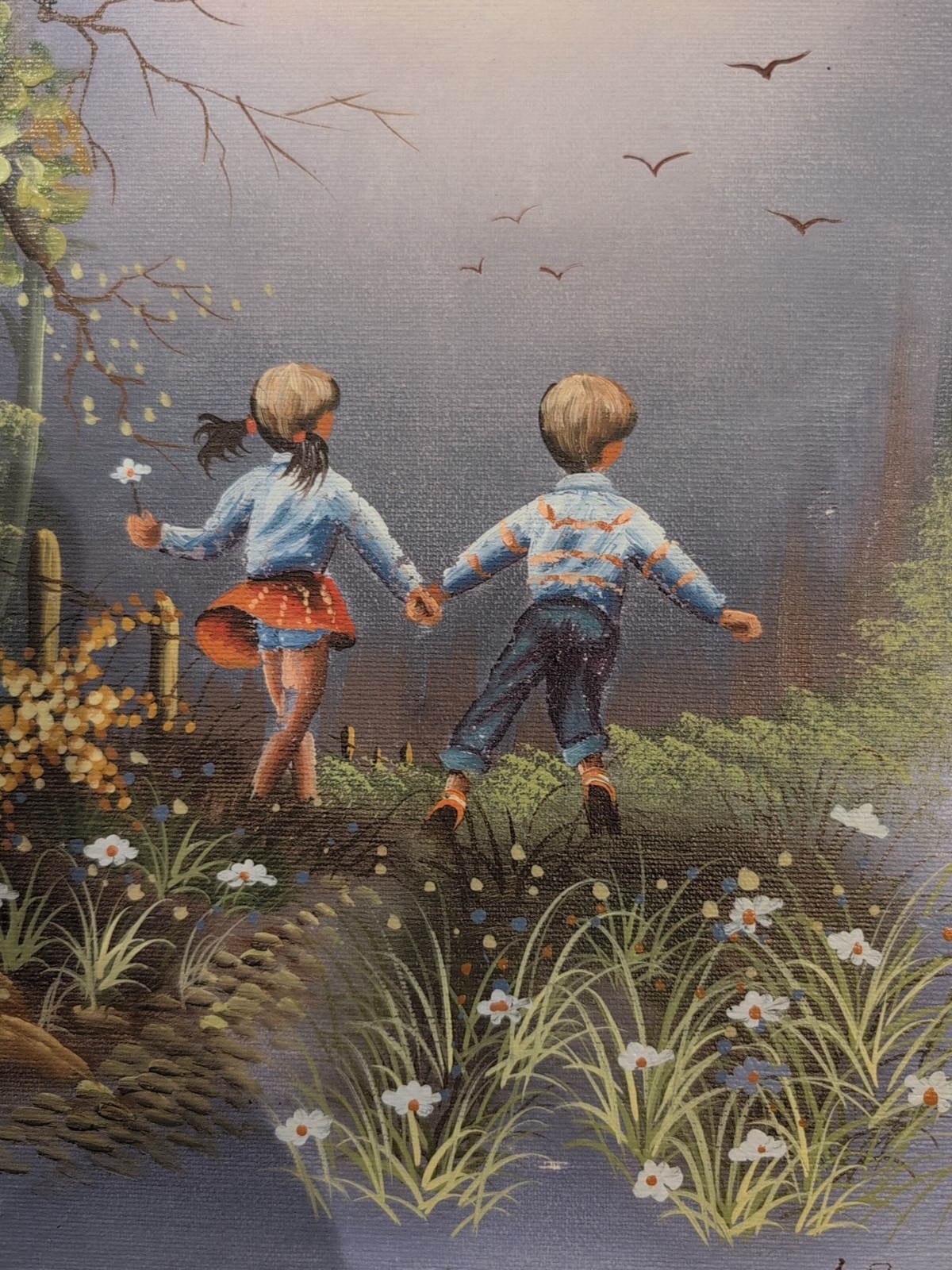 VTG Signed H. Reich – Children In Nature – Oil Painting -Framed: 14.5 X 18.5