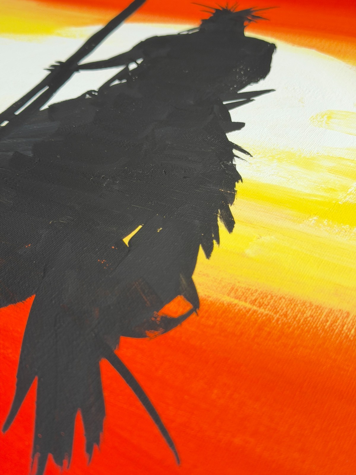Unique Native American Horse Sunset – 20×16″ Acrylic Painting On Canvas