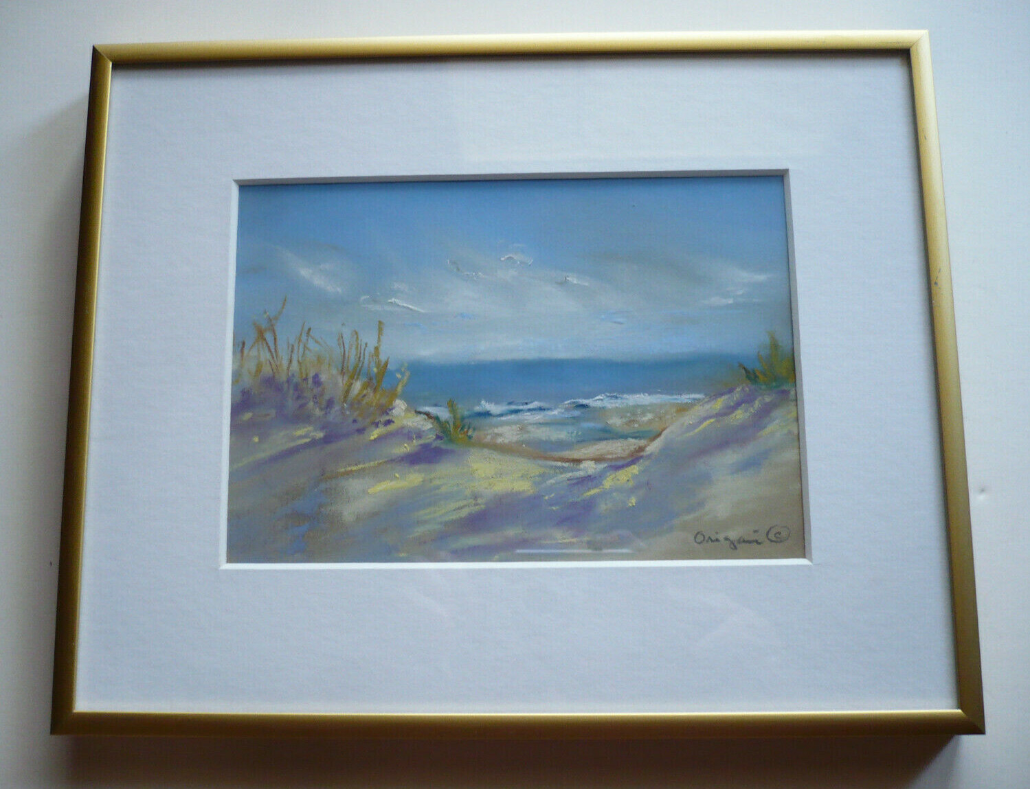 ARLENE ORIGONI, OJAI CALIFORNIA, VINTAGE PASTEL COASTAL DUNES CA CALIF BEACH
