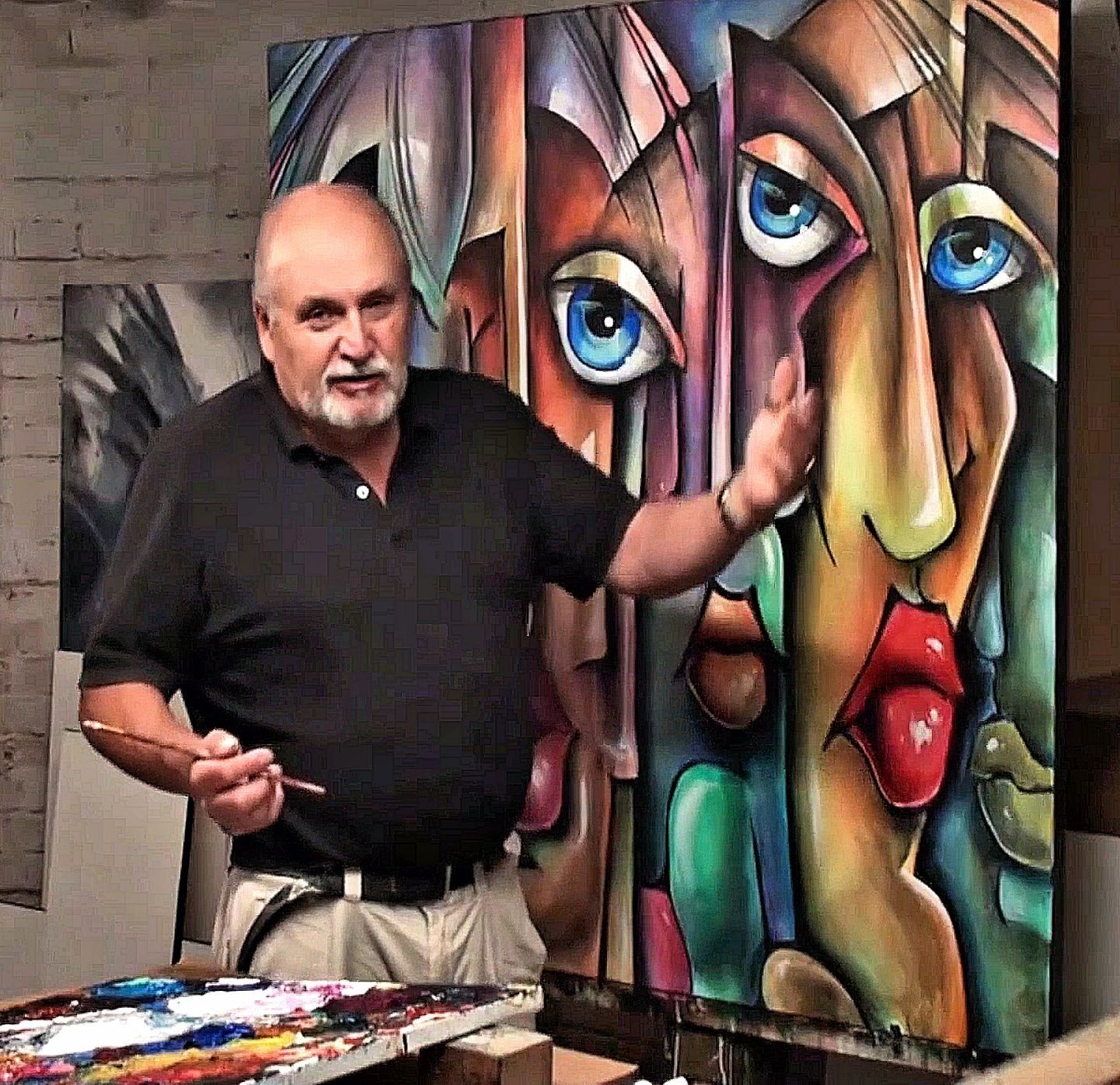 decorative art abstract painting multi color original Michael Lang one of a kind