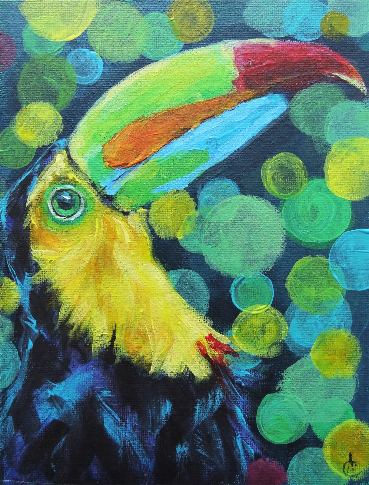 Toucan Painting Bird Original Art 8 by 6 Bird Lover Gift Nursery Wall Art