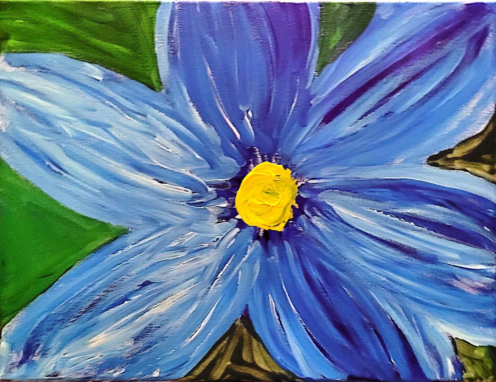 Forget Me Not Blue Floral Colorful Modern Art Acrylic Painting on Canvas 11×14