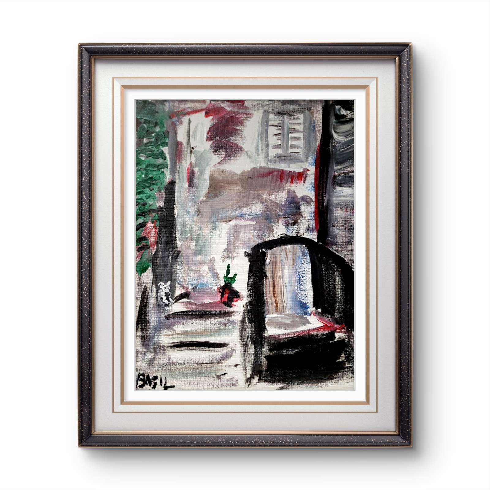Old European Alleyway Modern Abstract Expressionism Acrylic Art 11×14 Canvas