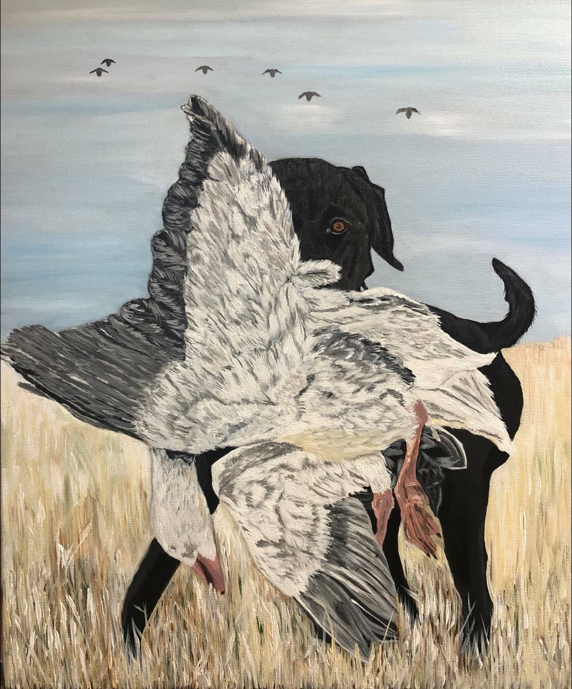 Leah Smith Bocephus Bird Dog 24×18 Original Acrylic Painting Contemporary Art