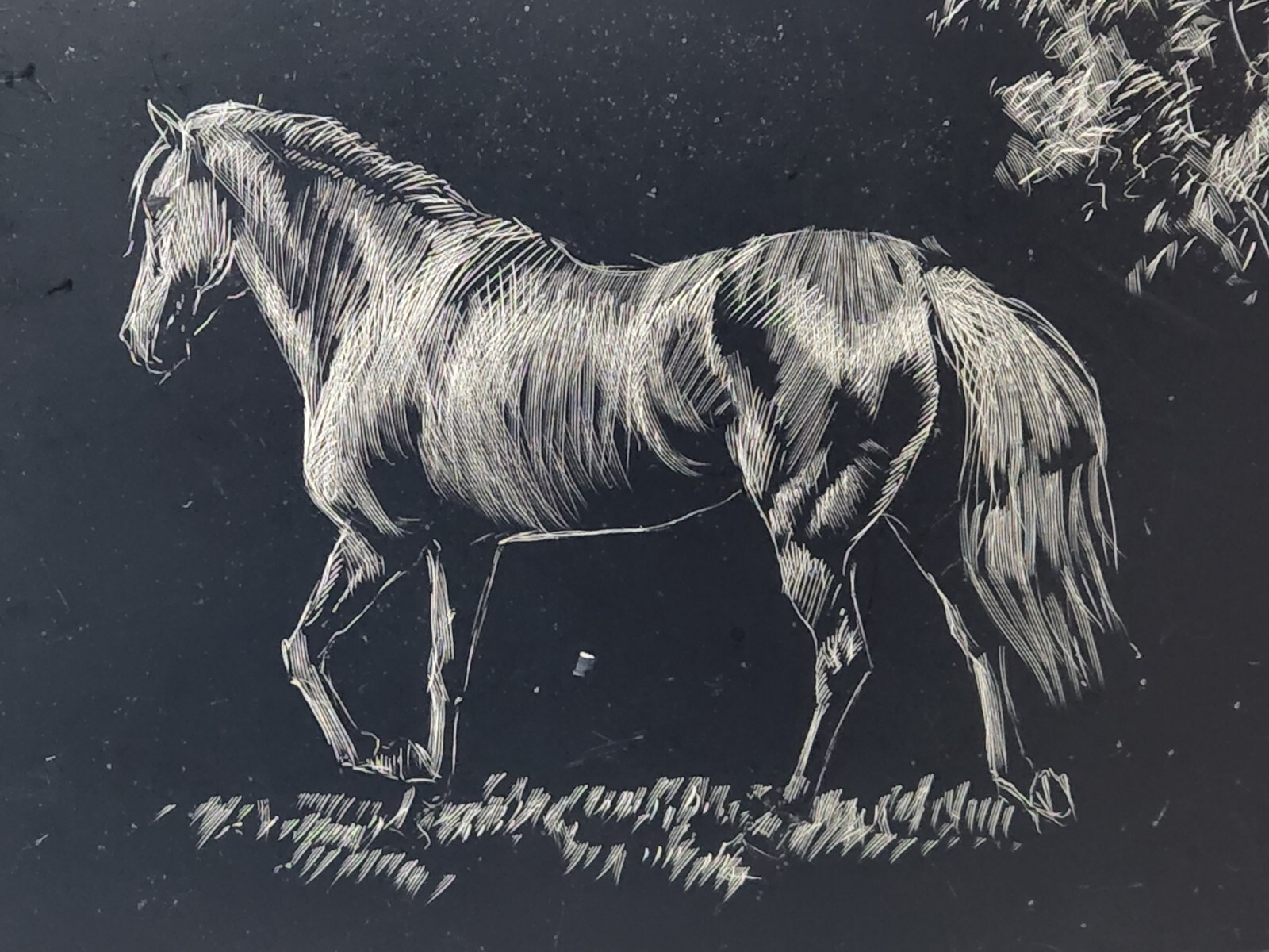 Marilyn Todd-Daniels 1936-2021 unsigned equestrian clayboard sketch horse equine