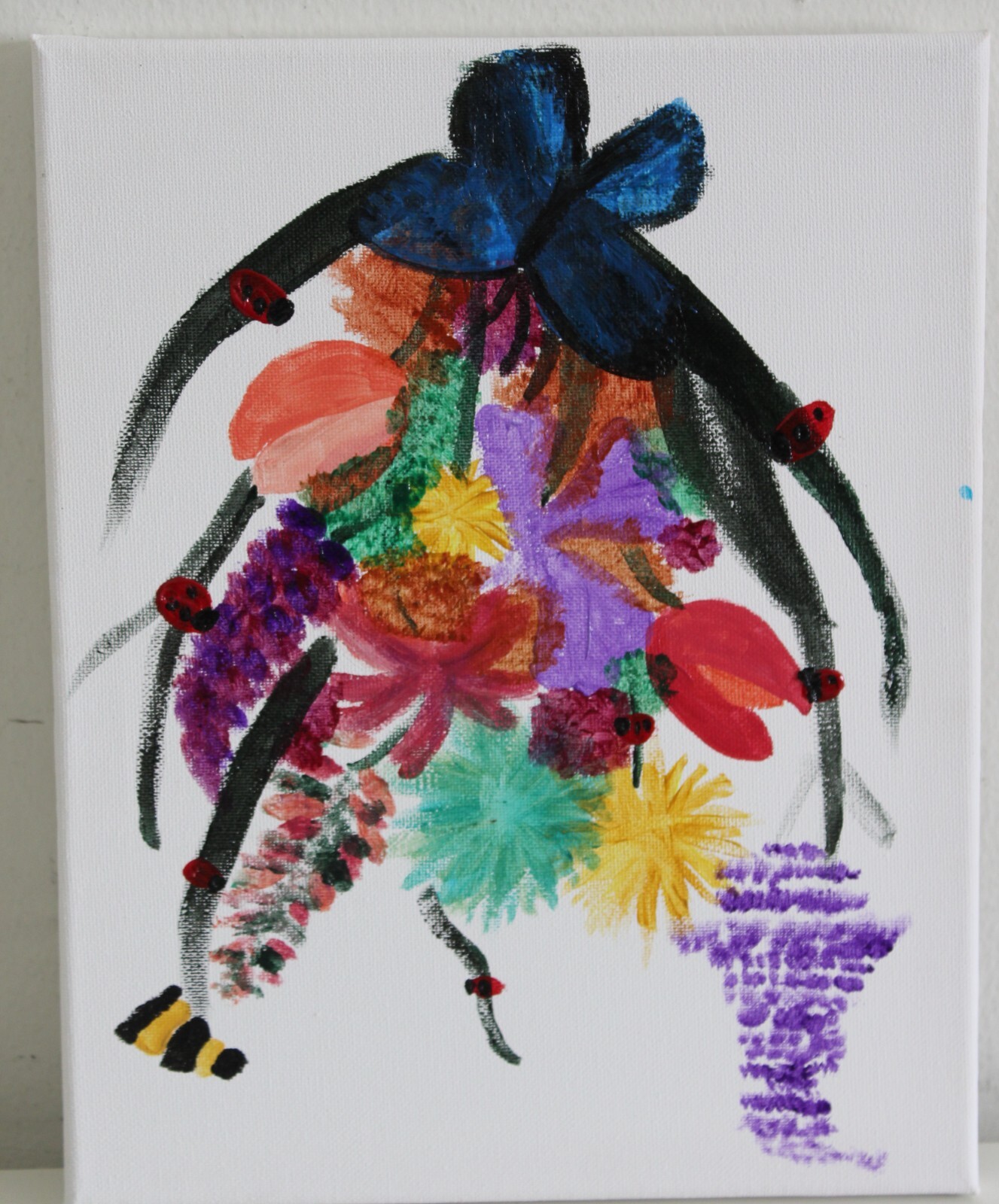 Small Colorful flowers Canvas Art Painting 9.5″ x 12″