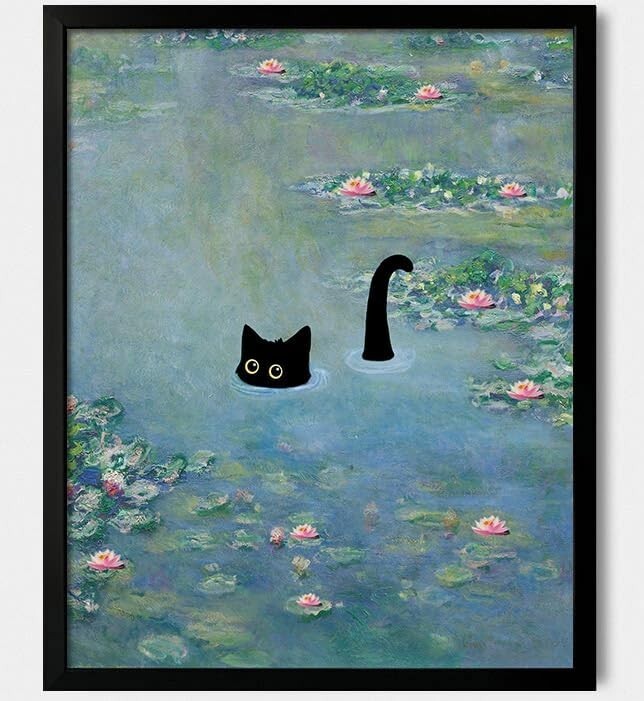 Claude Monet Inspired Cat Wall Art (8in x 10in) BRAND NEW