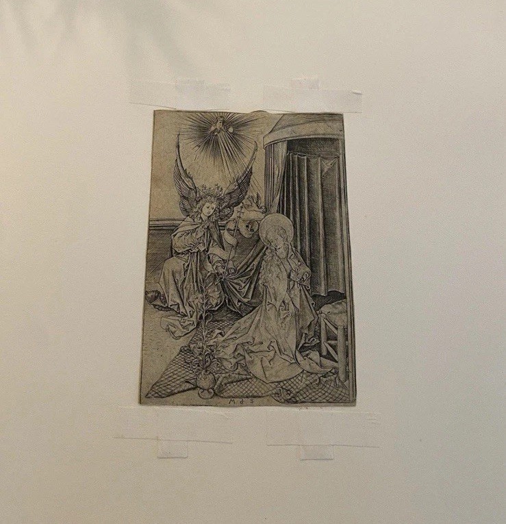 Martin Schongauer The Annunciation Old Master Engraving British Museum Stamp