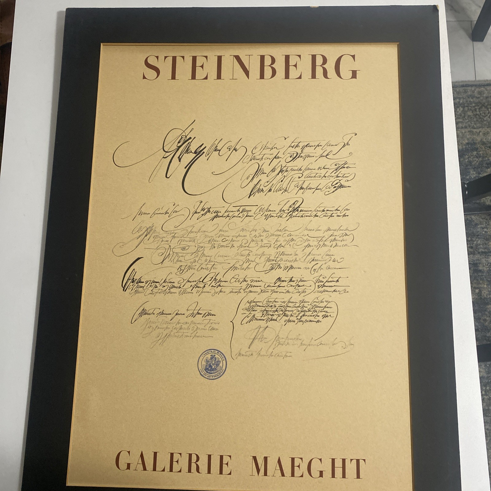 1970 LISTED AMERICAN SAUL STEINBERG GALERIE MAEGHT LE LITHOGRAPH ‘DIPLOMA’