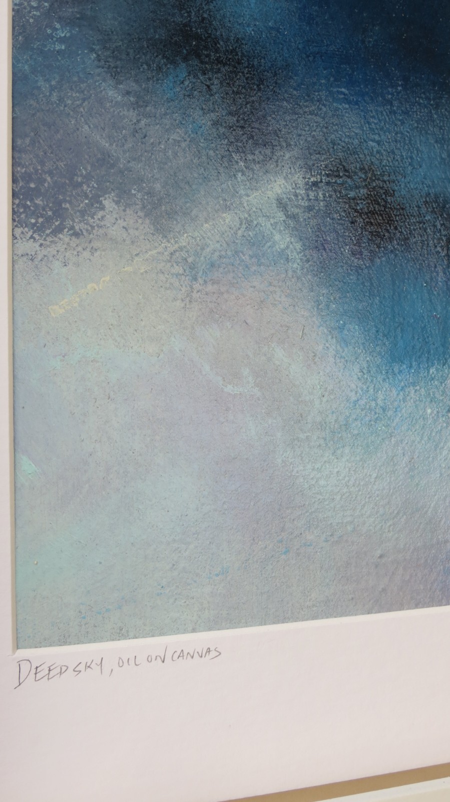 Original Oil and Pastel on Framed Canvas 2024. Abstract, Modern, Blue, White