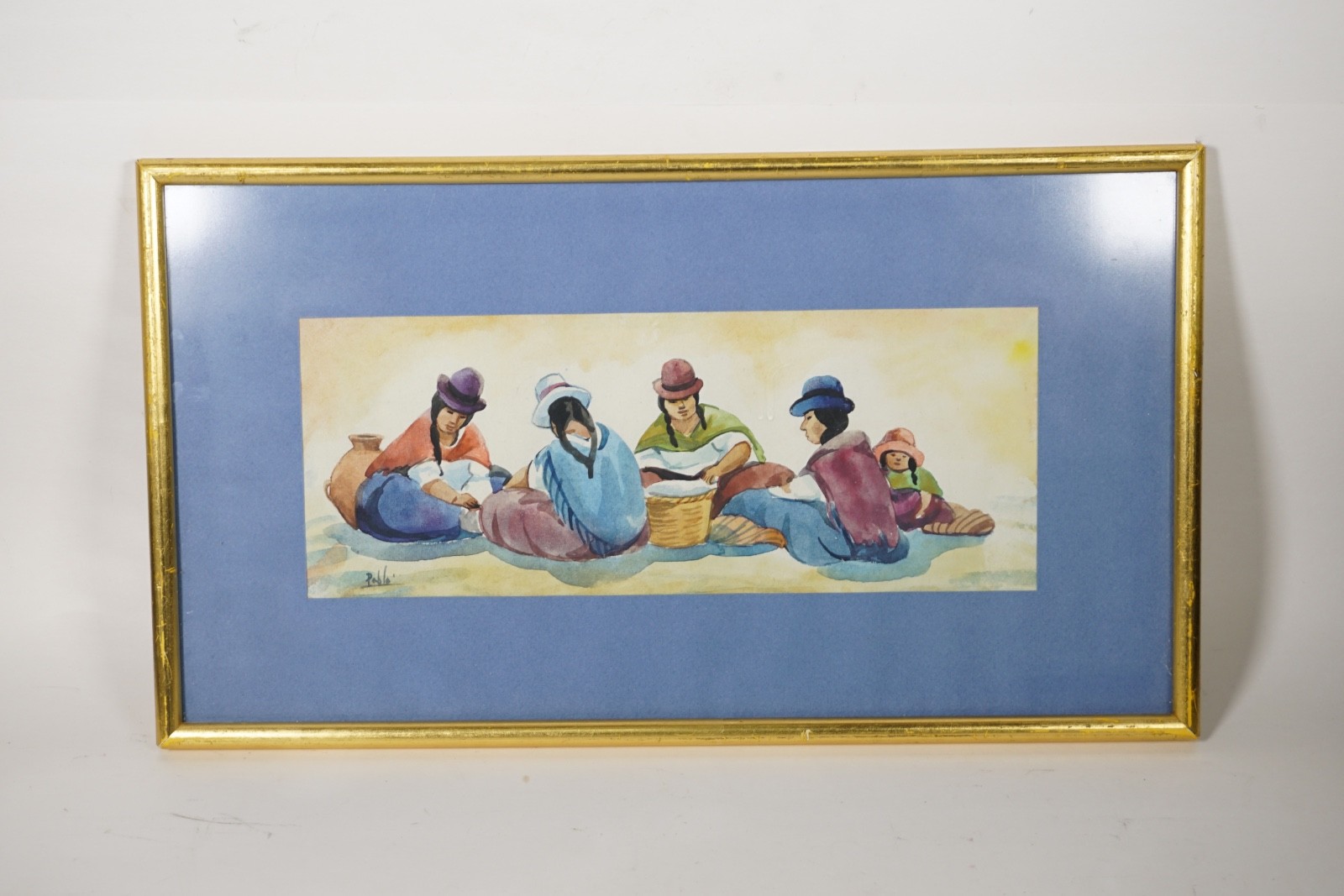 A Peruvian watercolor painting – framed and signed by artist