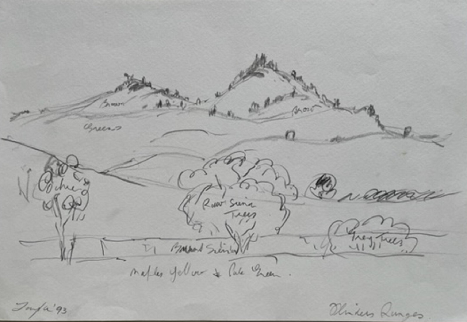 JOHN TAYLOR AUSTRALIAN PENCIL «FLINDERS RANGES SKETCH» 1993