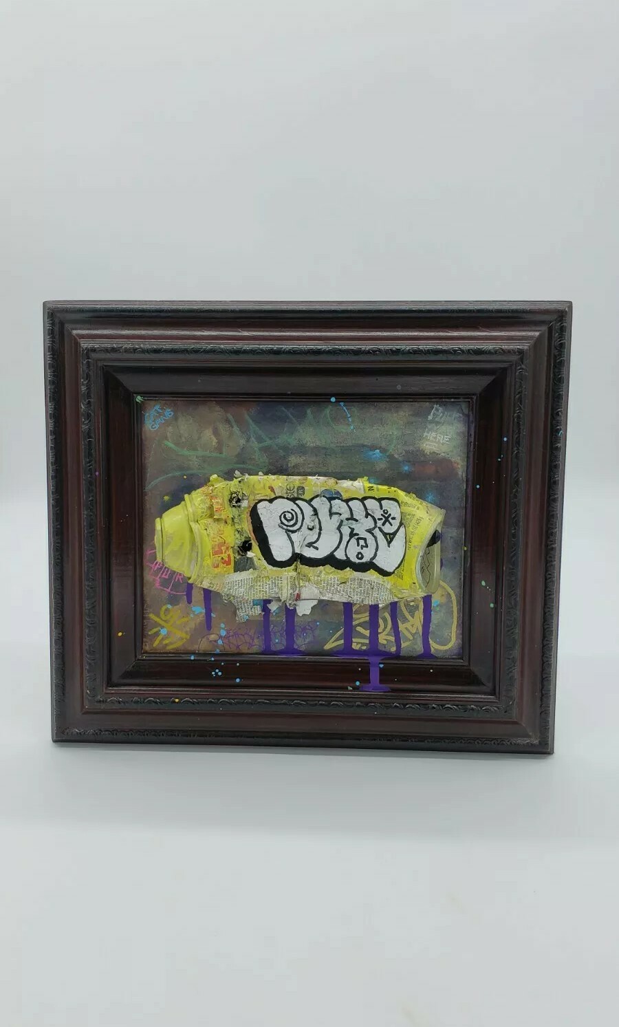 Graffiti art original on framed Spray Paint Can by New York street artist PUKE