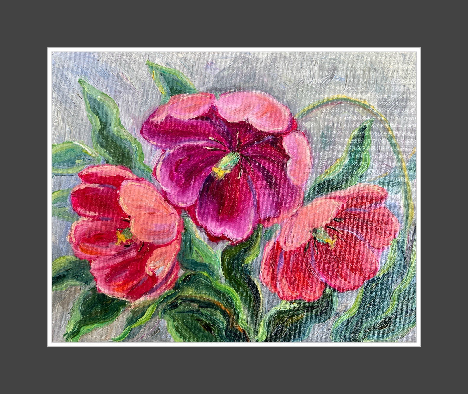 Original Oil Painting Tulip Flowers Wall Art Floral Wall Art 8×10 Wall decor