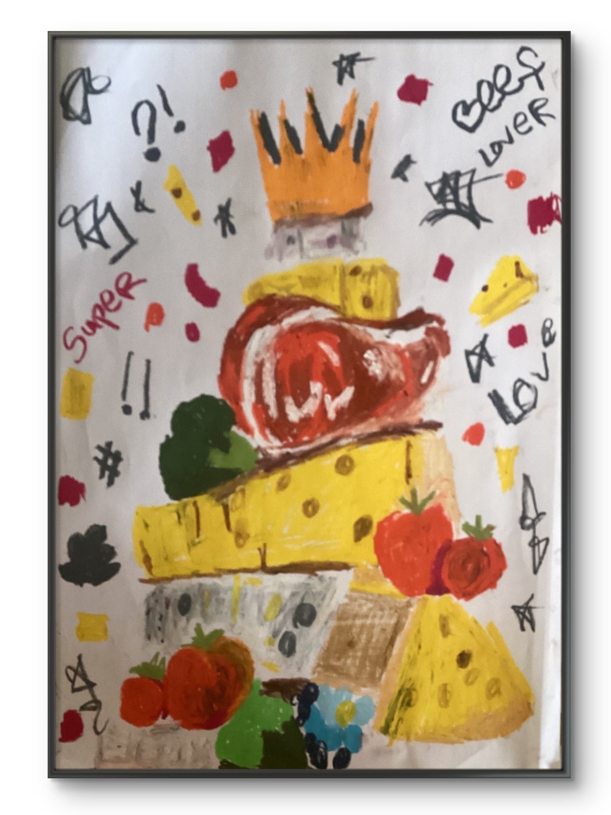 Basquiat Style Graffiti Abstract Bold Food Original 18 by 24 on Paper