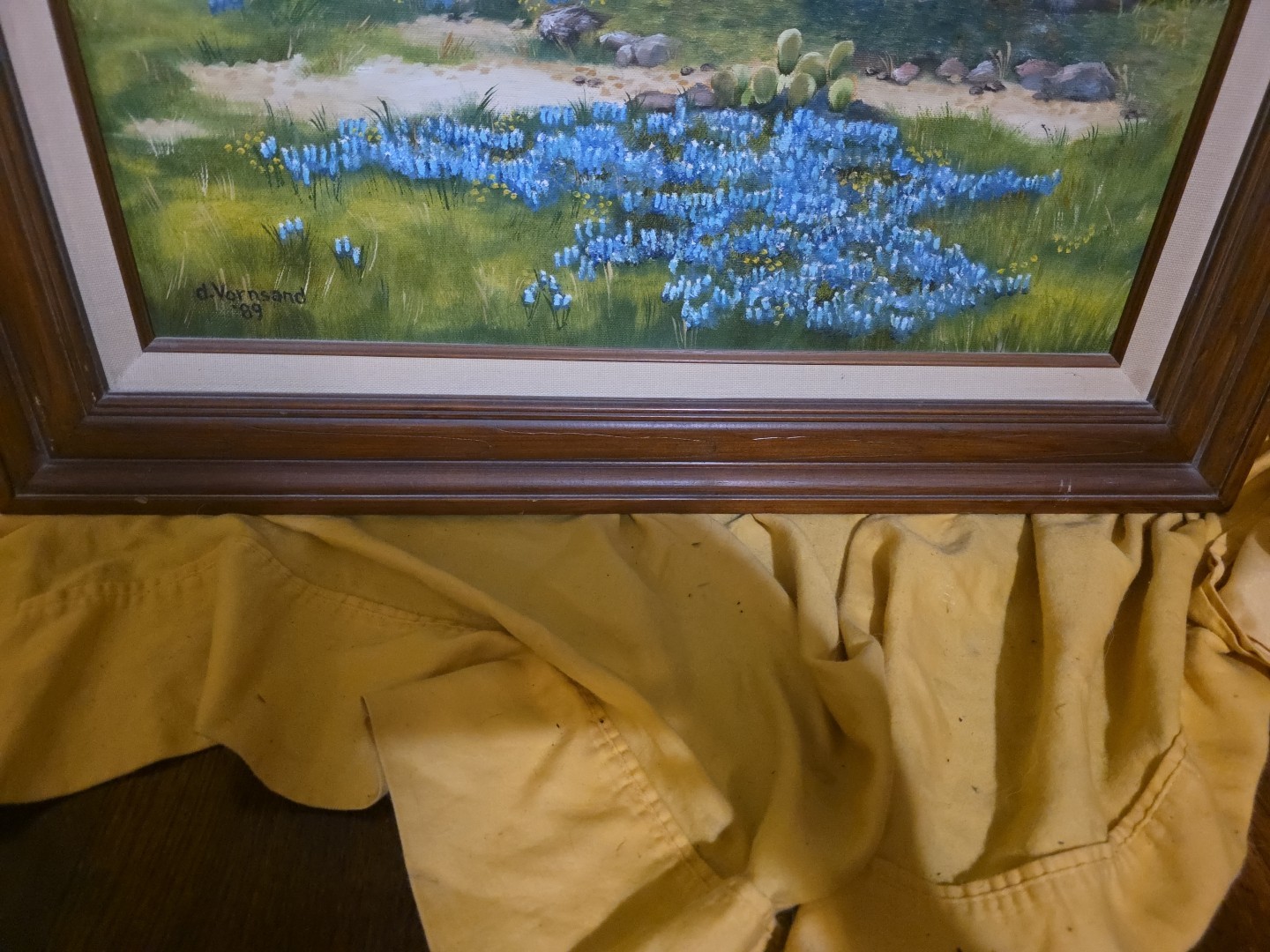Texas Bluebonnet Hill Country Scape, D. Vornsand ’89 Oil Painting Weimar TX