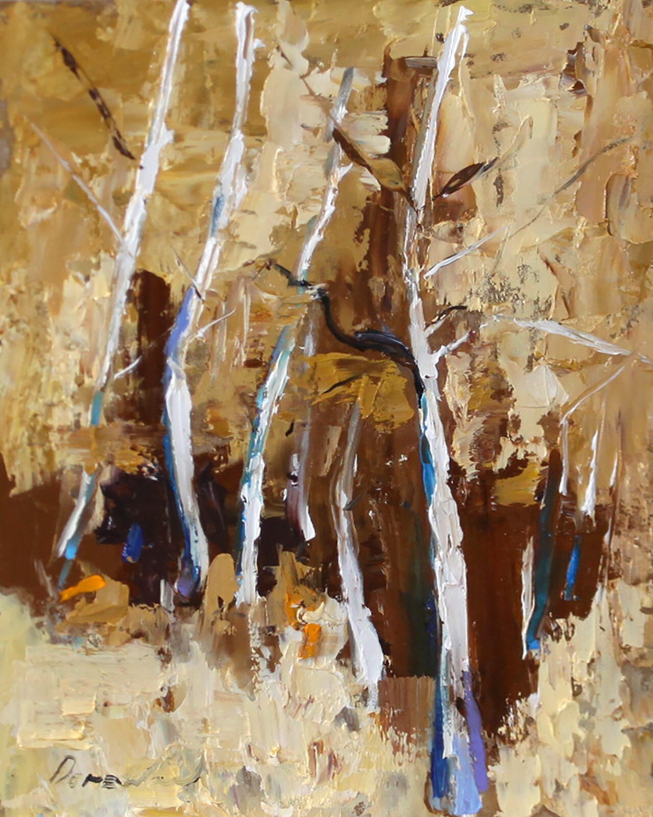 AUTUMN TREES landscape Oil painting DEMENKO NATALIA impressionism 8X10