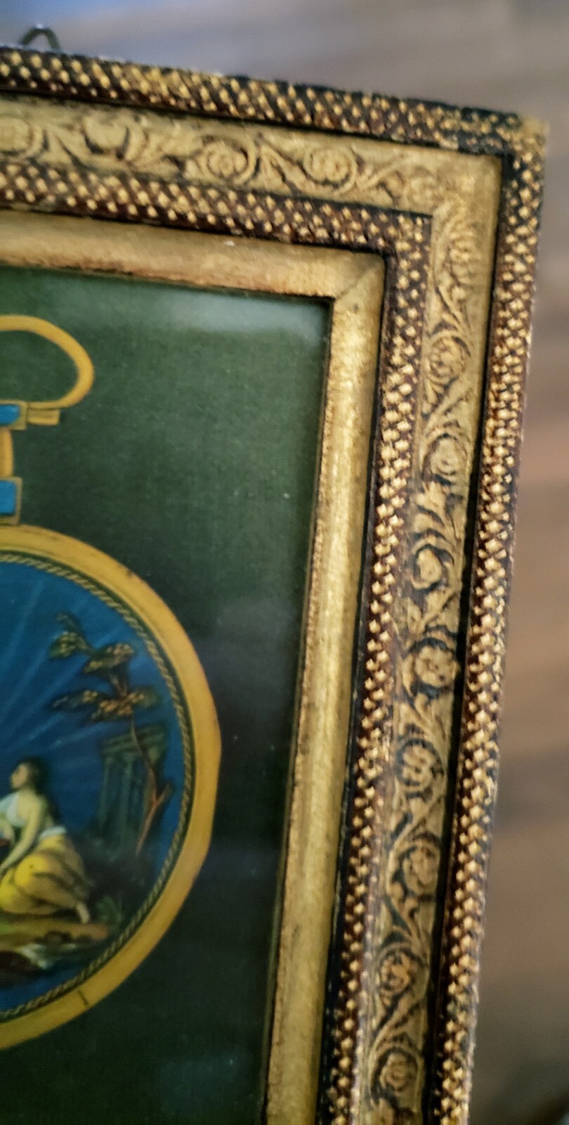 Vintage Italian Framed Painting On Silk 4×5 Made In FLORENCE Fast Shipping