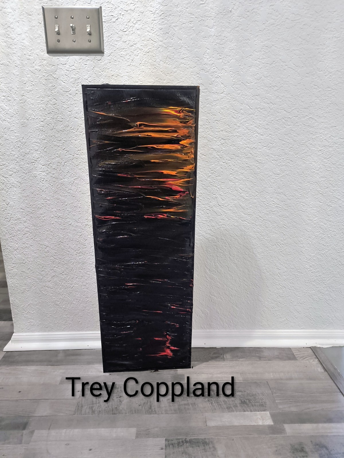 Fire Island , Trey Coppland Abstract on Canvas Black Framed 12+36 inches!