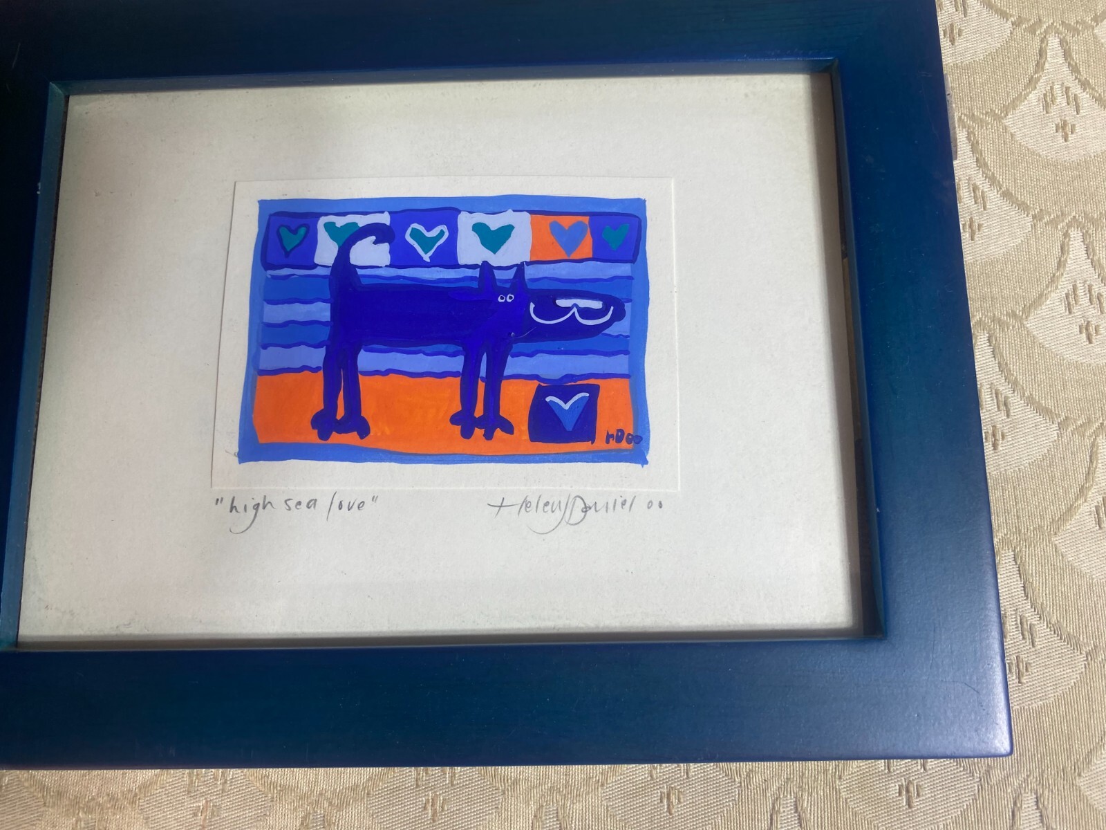 Small Hayley Daniel «High Sea Love» Mixed Media Painting – Signed And Framed