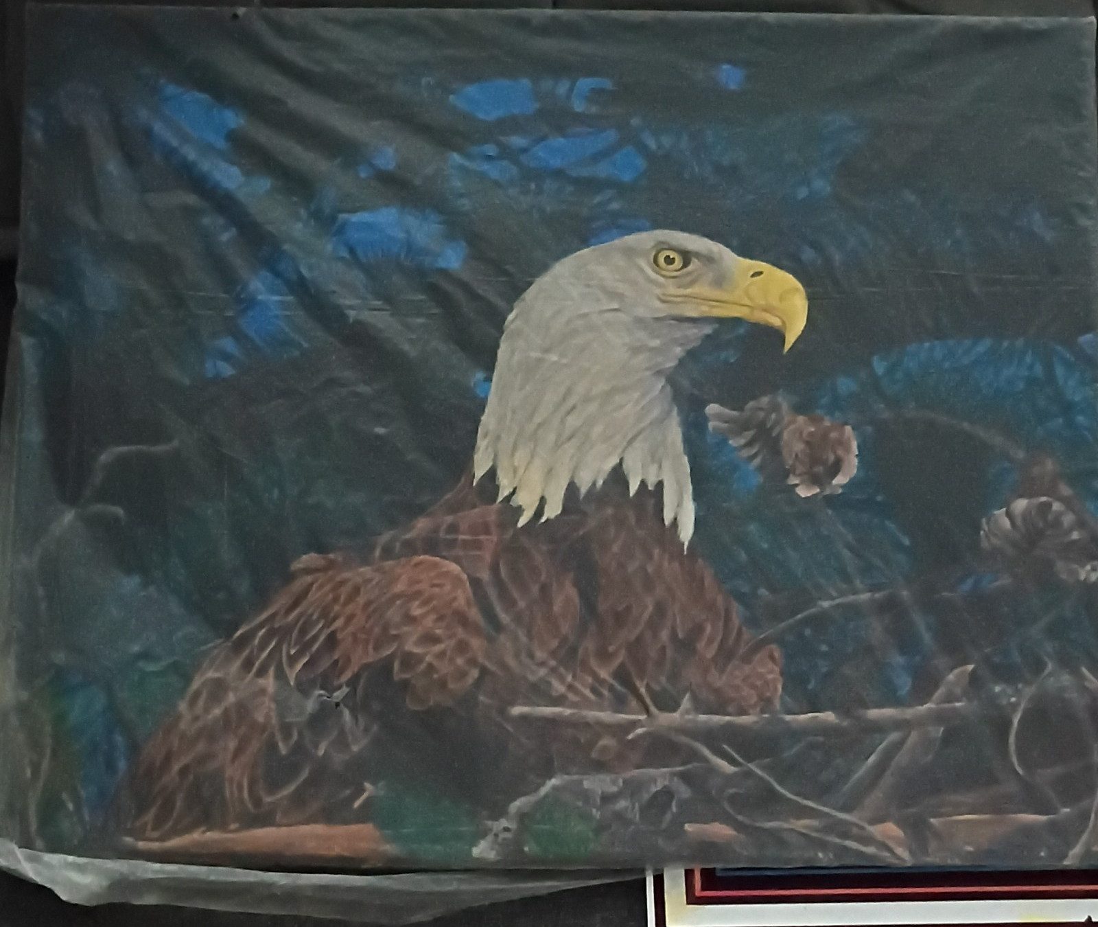 Bald Eagle Realism Painting on Canvas Signed 2013 Unframed