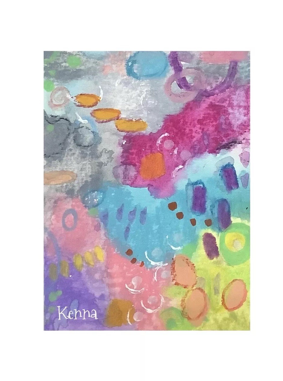 ACEO By Kenna art card Original Abstract 2.5”x 3.5” Signed ÀTC